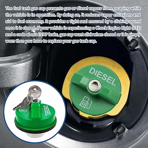 Miniatura 4 de Tapa de gasolina diésel con bloqueo 10591D, tapa de combustible para Chevy Silverado Express C3500 K3500, Dodge Ram 3500 W350 D350, Ford F-250