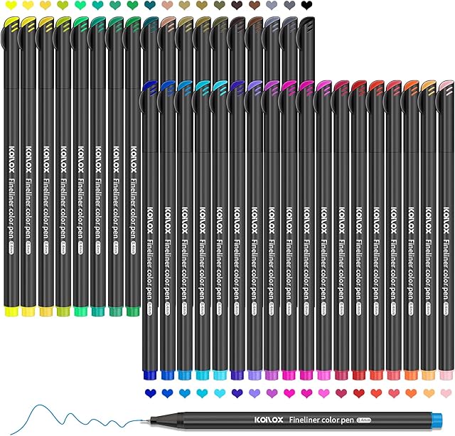 Fineliner Pens Set,Koilox 36 Colour Fine Point Pens 0.4mm Fine Tip colouring pens for Sketch Drawing and Writing,Journaling,Note, Comics, Coloring Book