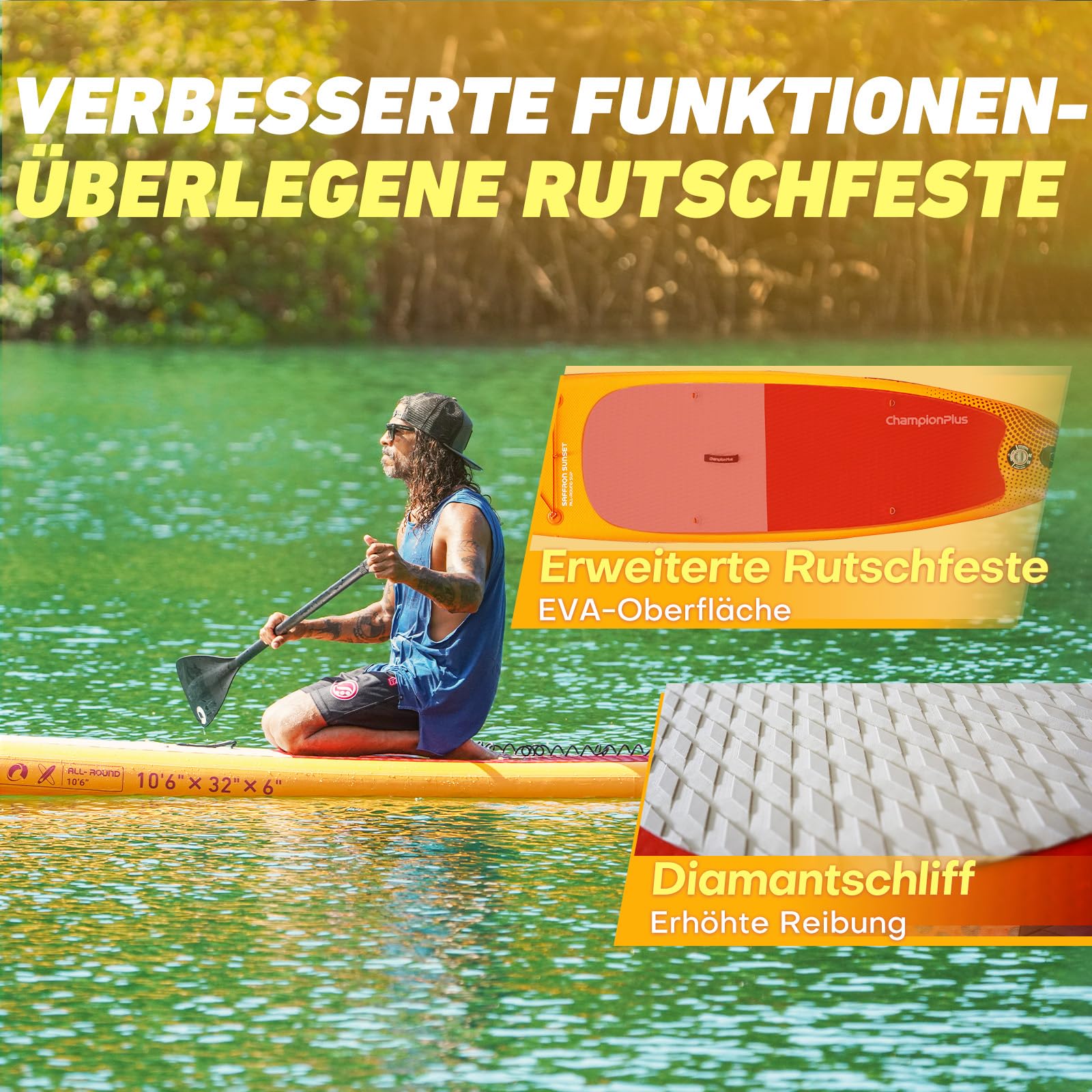 Sup Board, SUP Board Set, Stand Up Paddling Board Aufblasbar, Wassersport, Paddel, Pumpe, Rucksack, Leash, 320 x81 x15CM