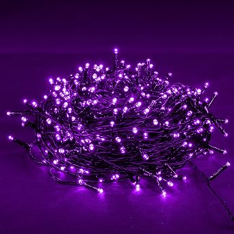 DAZZLE BRIGHT Halloween 300 LED String Lights, 100FT Connectable String Lights with 8 Lighting Modes, Halloween Decorations for Party Carnival Supplies, Indoor Outdoor Yard Garden Decor (Purple)