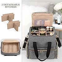 Vista 2 de LUXJA Bolsa de maquillaje de viaje grande con 3 fundas extraíbles, Gris