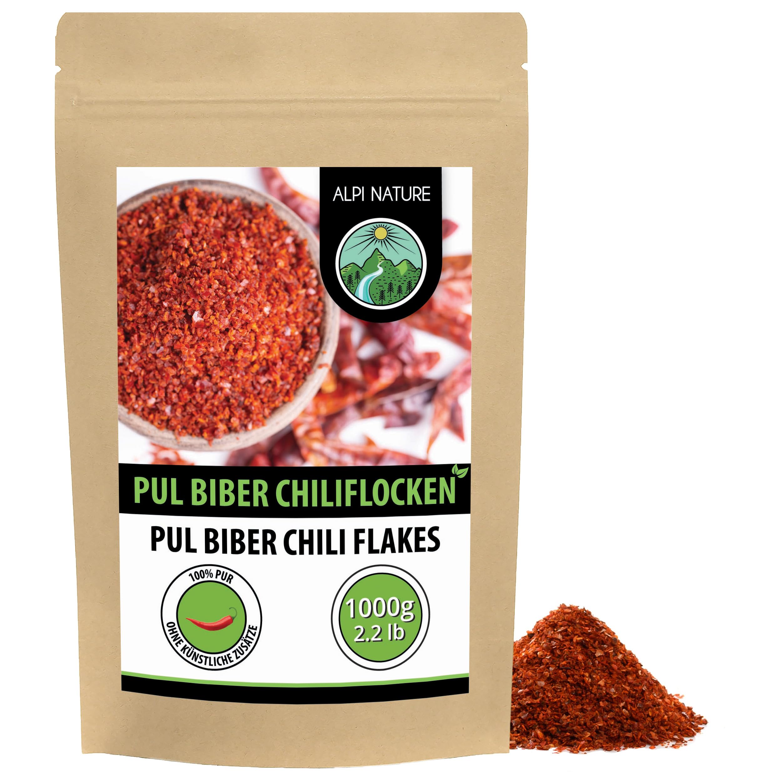 Alpi Nature Pul Biber 1kg, Chiliflocken scharf, Pul Biber Gewürz zum Kochen