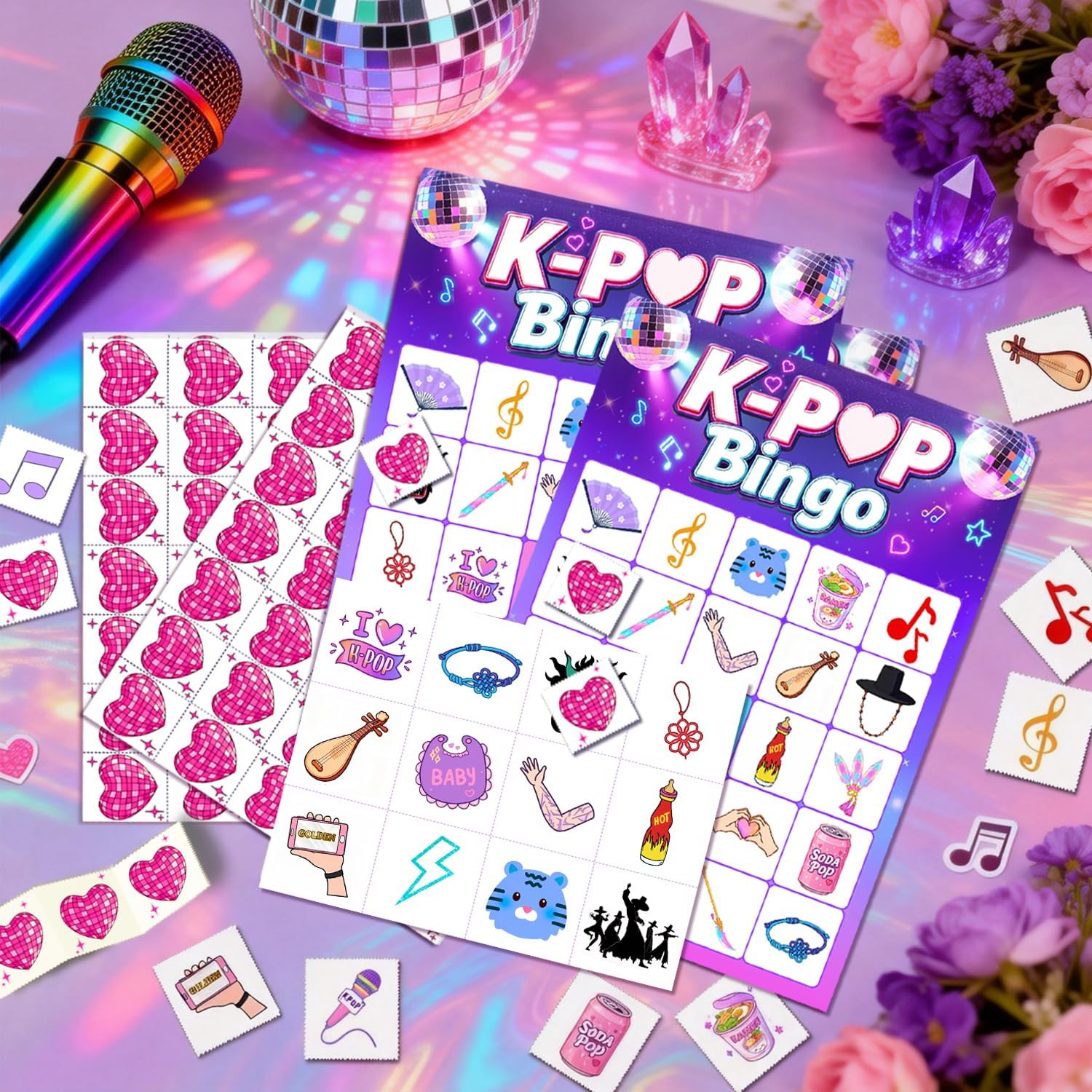 Korean Idol Movie Birthday Party Bingo Games Korean Pop Themed Party Favors Supplies DH Themed Bingo Cards 24 Players for Korean Idol Movie Party Favors