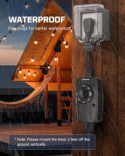 Miniatura 3 de DEWENWILS Temporizador de luz para exteriores, del atardecer al amanecer, resistente a la intemperie, temporizador de enchufe para jardín de