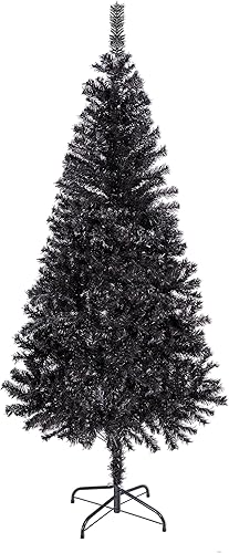 ALDRIMORE&LLY Árbol de Navidad artificial negro de 5 pies con 400 puntas de rama, decoración de Halloween y vacaciones para el hogar y la oficina