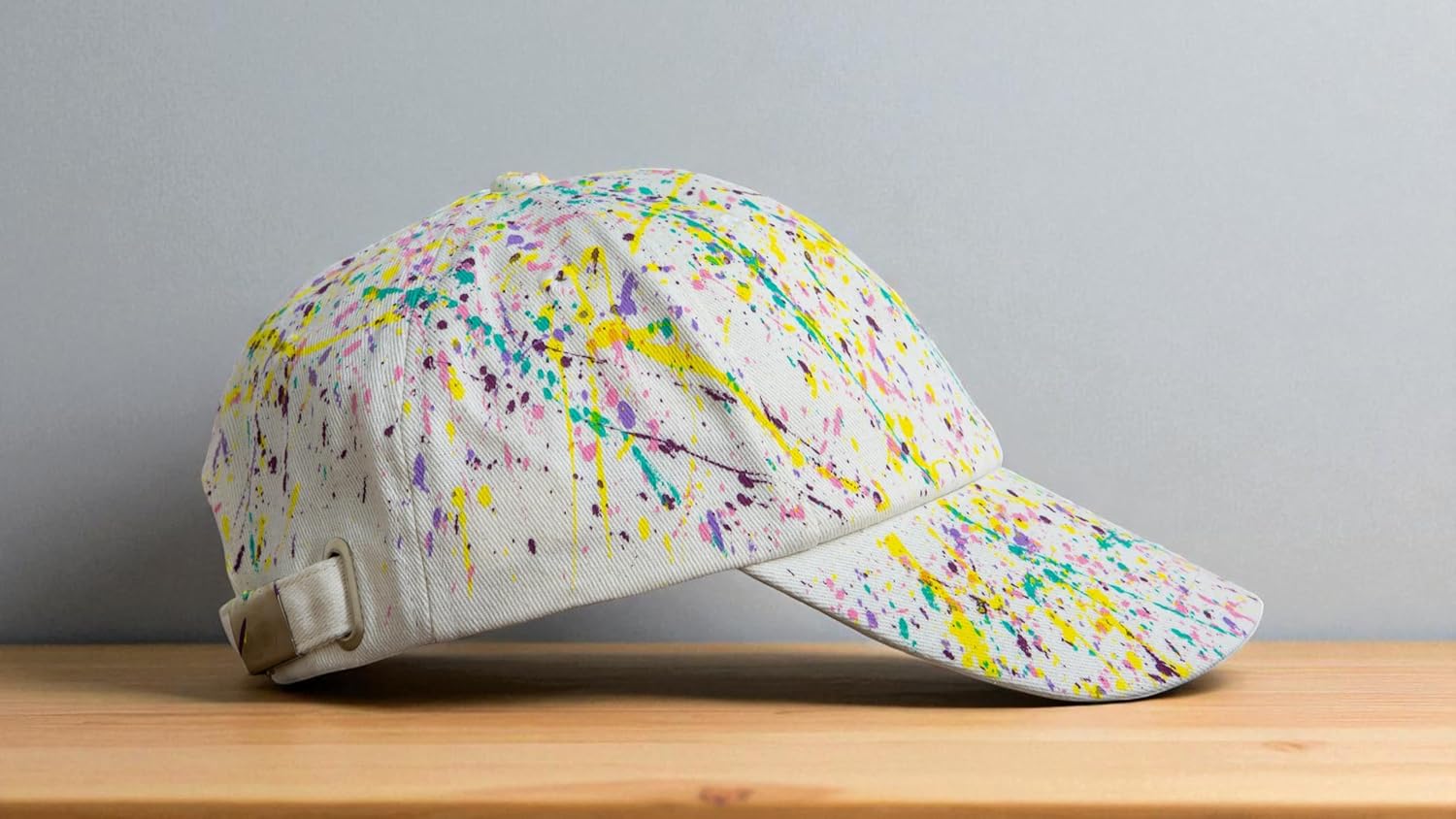 Unique Handmade Graffiti Splatter Baseball Cap for Men and Women, Adjustable Strapback, 100% Cotton, Special Art Gift
