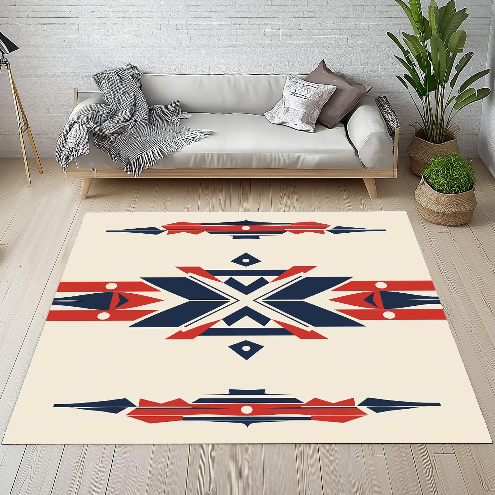 Tapis géométrique aztèque poil ras doux de qualité supérieure