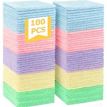 100 Pack Microfibre Cleaning Cloth,Ultra Absorbent & Lint Free Cleaning Cloths in 5 Color,Scratch-Free Microfiber Towels,Reusable Cleaning Rags for Kitchen Car,Glass and Window,30 x 30 cm