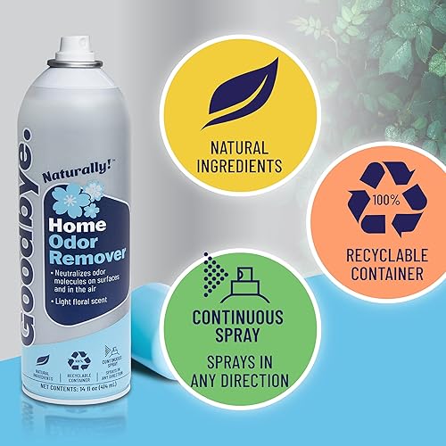 Miniatura 4 de Goodbye Naturally Home - Eliminador de olores, espray neutralizador de olores, latas de pulverización continua de 14 onzas, paquete doble