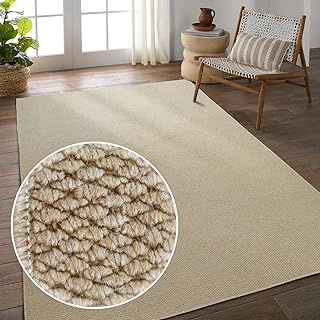 5'x7' Washable Area Rug for Living Room Natural Berber Rug Bedroom Non-S...
