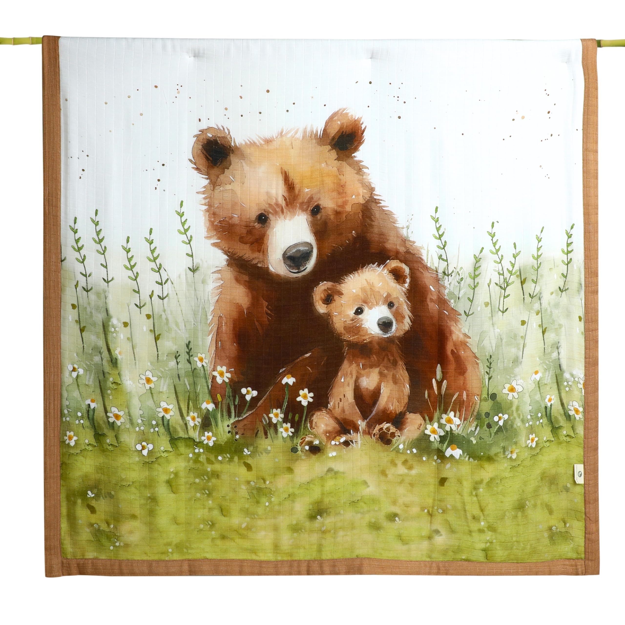 Bamboo Cotton Baby Blanket with Bearfam Printed | Lightweight, Breathable | Flannel Wrapper | Ideal for Newborns & Toddlers 0–3 Years | Large 120 × 120 cm | Multicolor-image-35