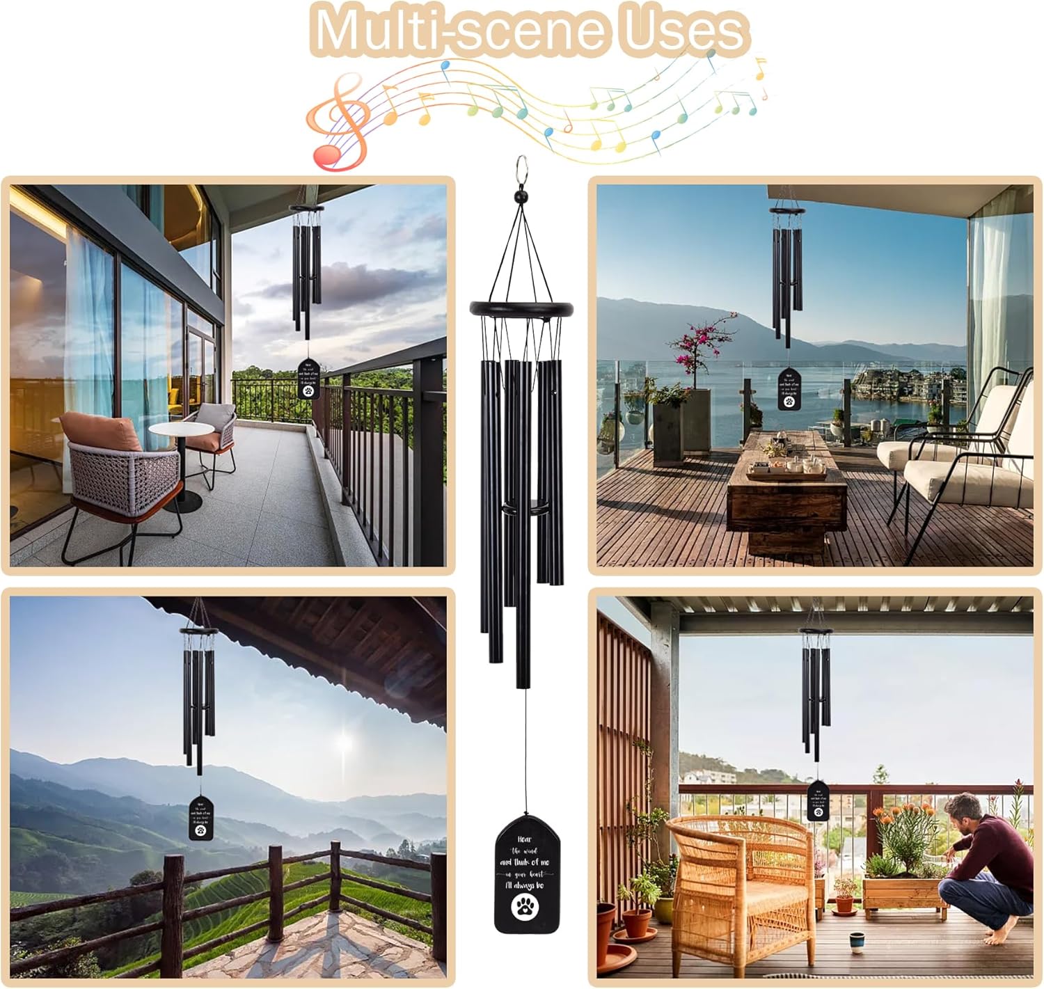 Pet Memorial Wind Chime - Cat Dog Memorial Gifts for Loss of Dog Sympathy Gift, Dog Bereavement Gifts Wind Chimes, Dog Remembrance for Dog Passing Away, in Memory of Dog - Image 5