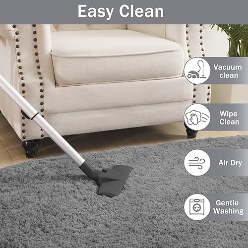 Miniatura 208 de LOCHAS Alfombra esponjosa para dormitorio, 2.6 x 5.3 pies, alfombra lanuda para dormitorio, mesita de noche, alfombra ovalada suave para sala