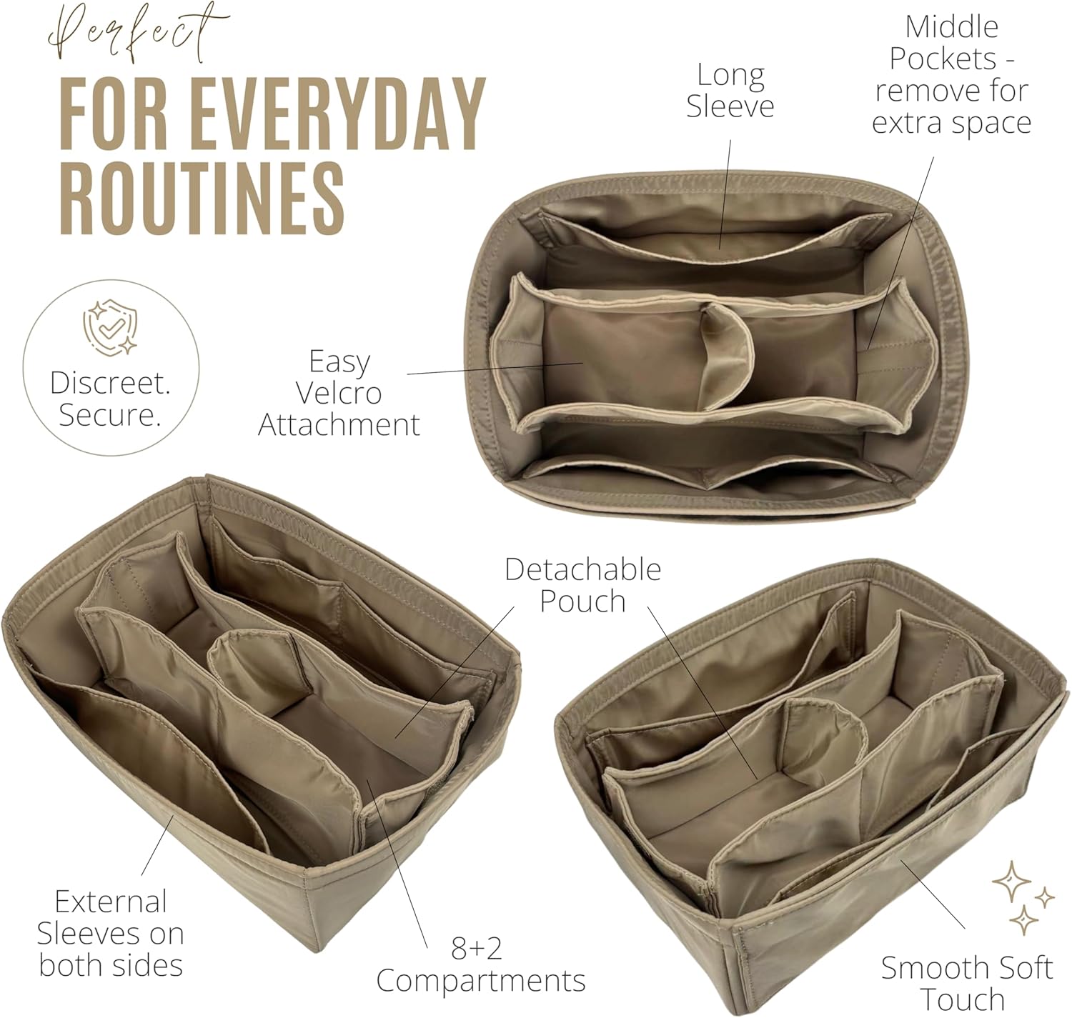Divitize Luxe Waterproof Nylon Organizer compatible with Coach Empire Carryall 21/28/34/40/48 Organizer — Perfect Fit, 24 Colors, Premium Quality, Extra Storage (Brown, for Empire Carryall 48)
