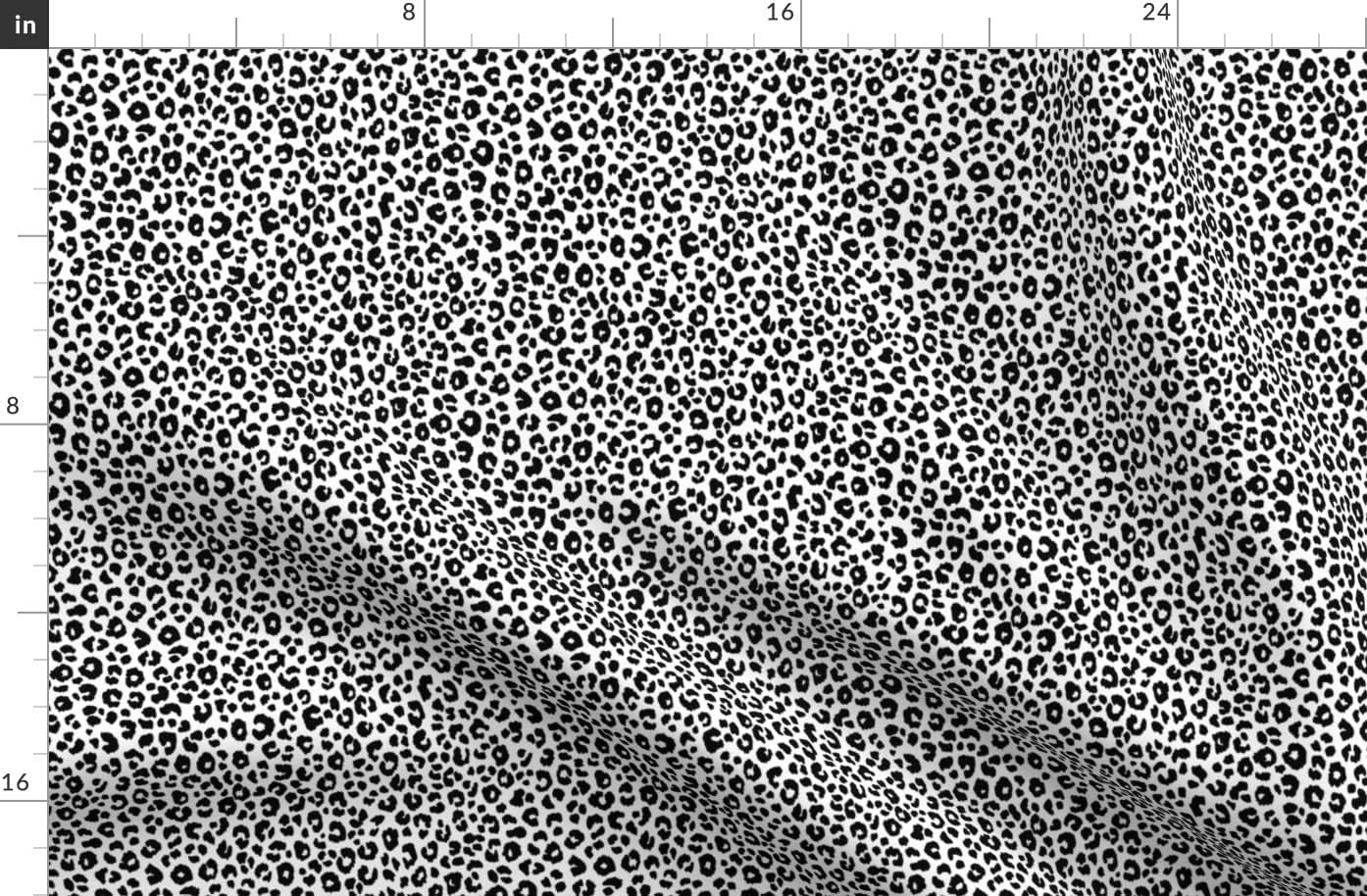 Spoonflower Fabric - Leopard Black White Small Animal Nursery Kids Skin Fashion Monochrome Printed on Organic Cotton Sateen Fabric by The Yard - Sewing Quilting Apparel Home Decor
