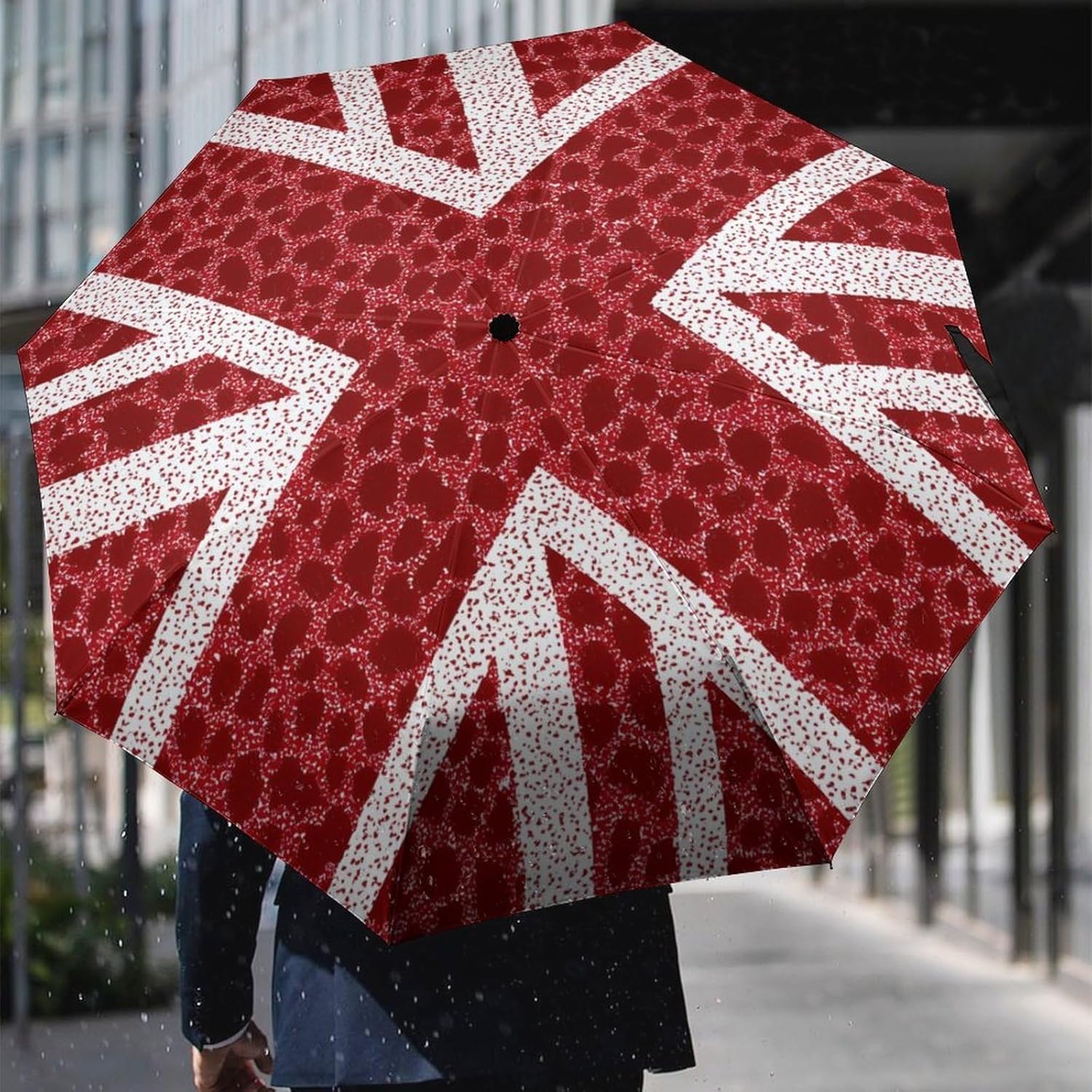British Flag English Leopard Travel Umbrella Windproof Automatic Umbrellas Lightweight Folding for Women Men