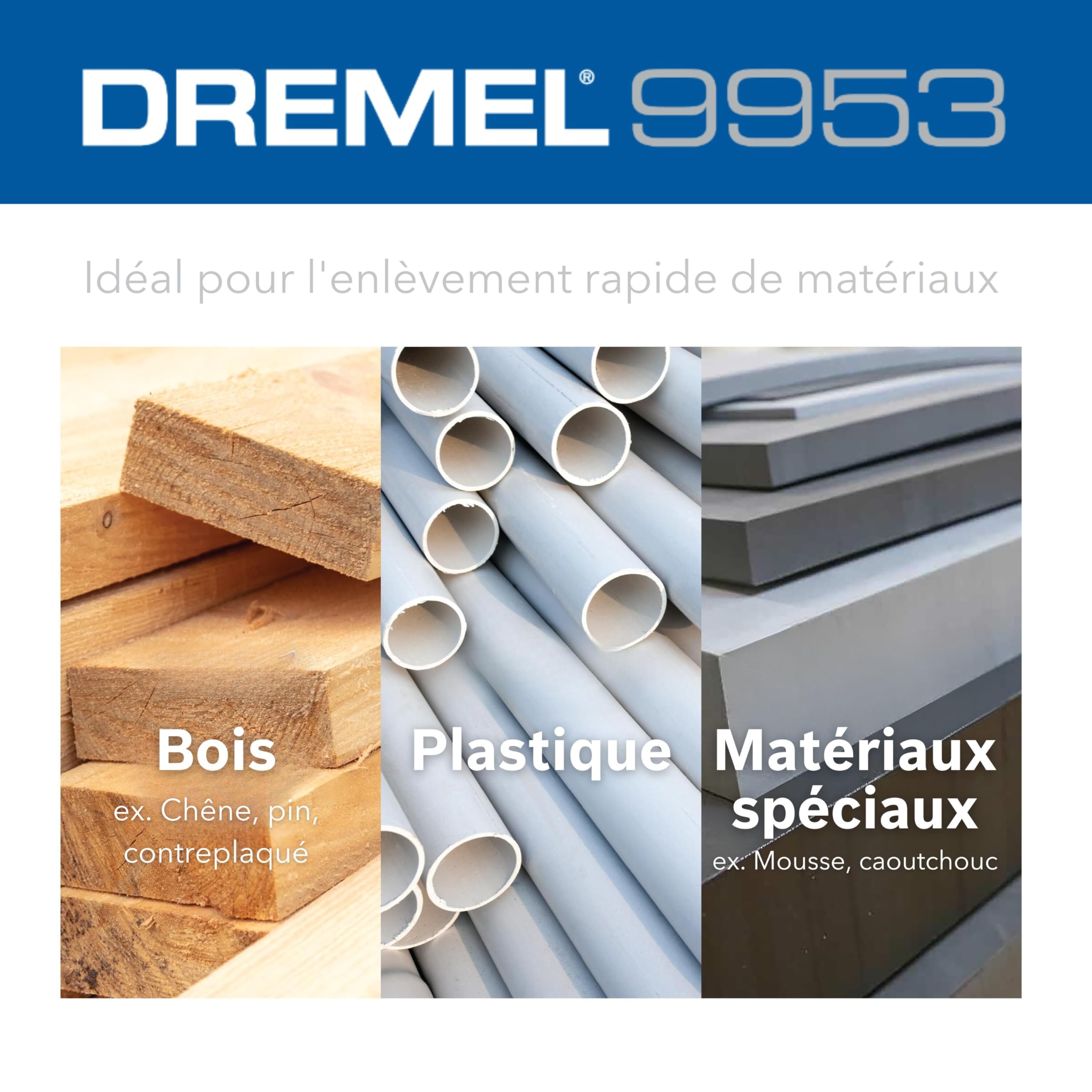 Dremel Max High Performance Power Carving Bit (9953) Embout en acier inoxydable avec flamme de 9,5 mm de large pour rainurer et sculpter le bois, le plastique, la mousse EVA et le caoutchouc