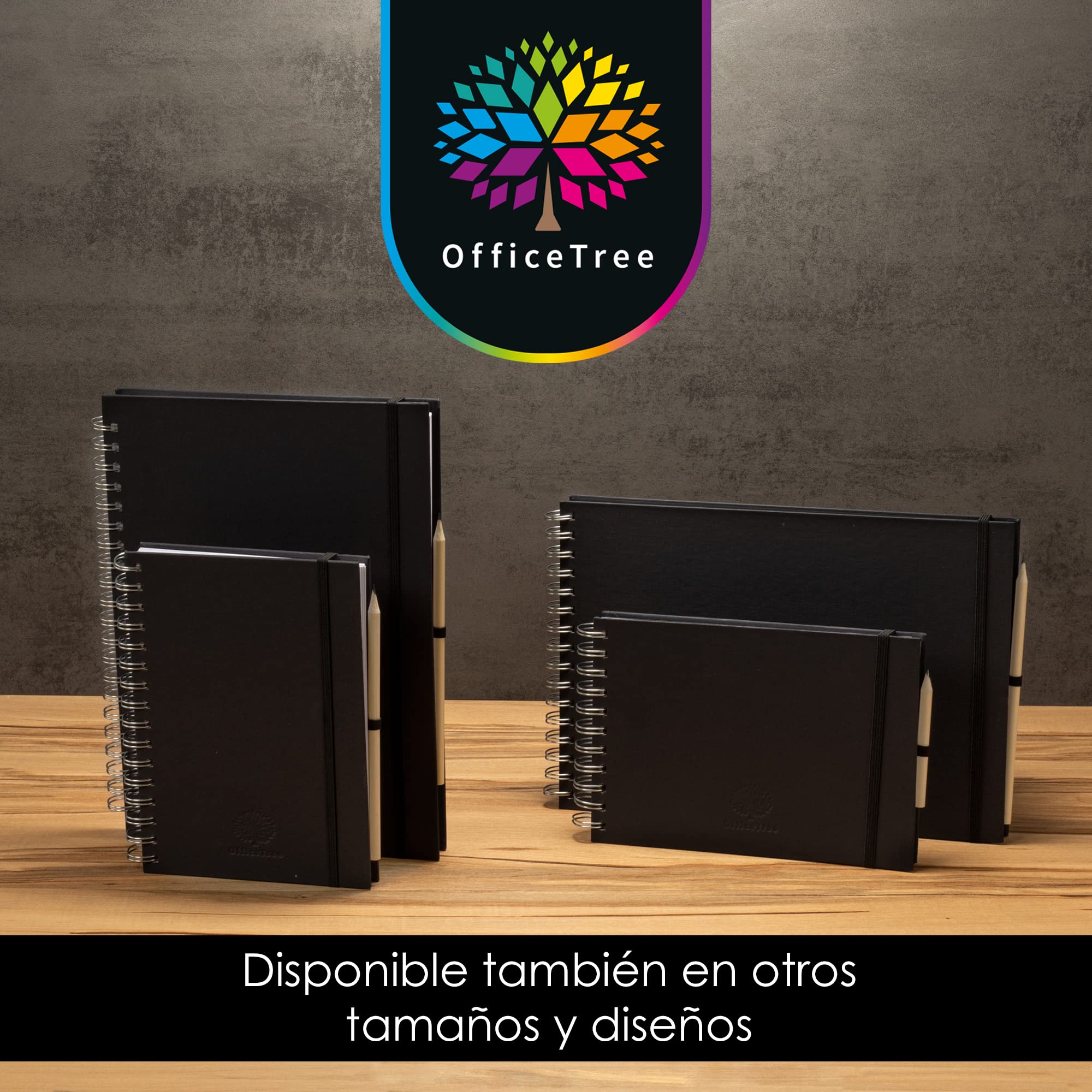 OfficeTree Cuaderno de dibujo A5 con anillas - Horizontal - 96 páginas, 48 hojas - Bloc dibujo A5 200 g - Bloc de dibujo para acuarela - Cuaderno dibujo con lápiz