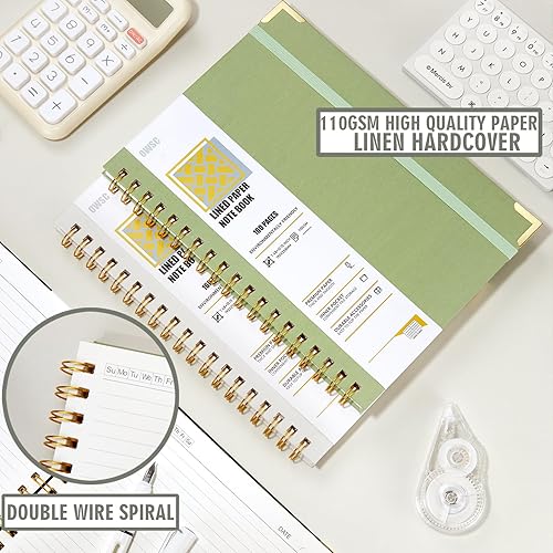 Miniatura 2 de Cuaderno de espiral forrado con papeles gruesos de 110 GSM, 320 páginas tamaño B5, cuaderno de rayas universitarias, tapa dura de 7.1 x 10 pulgadas