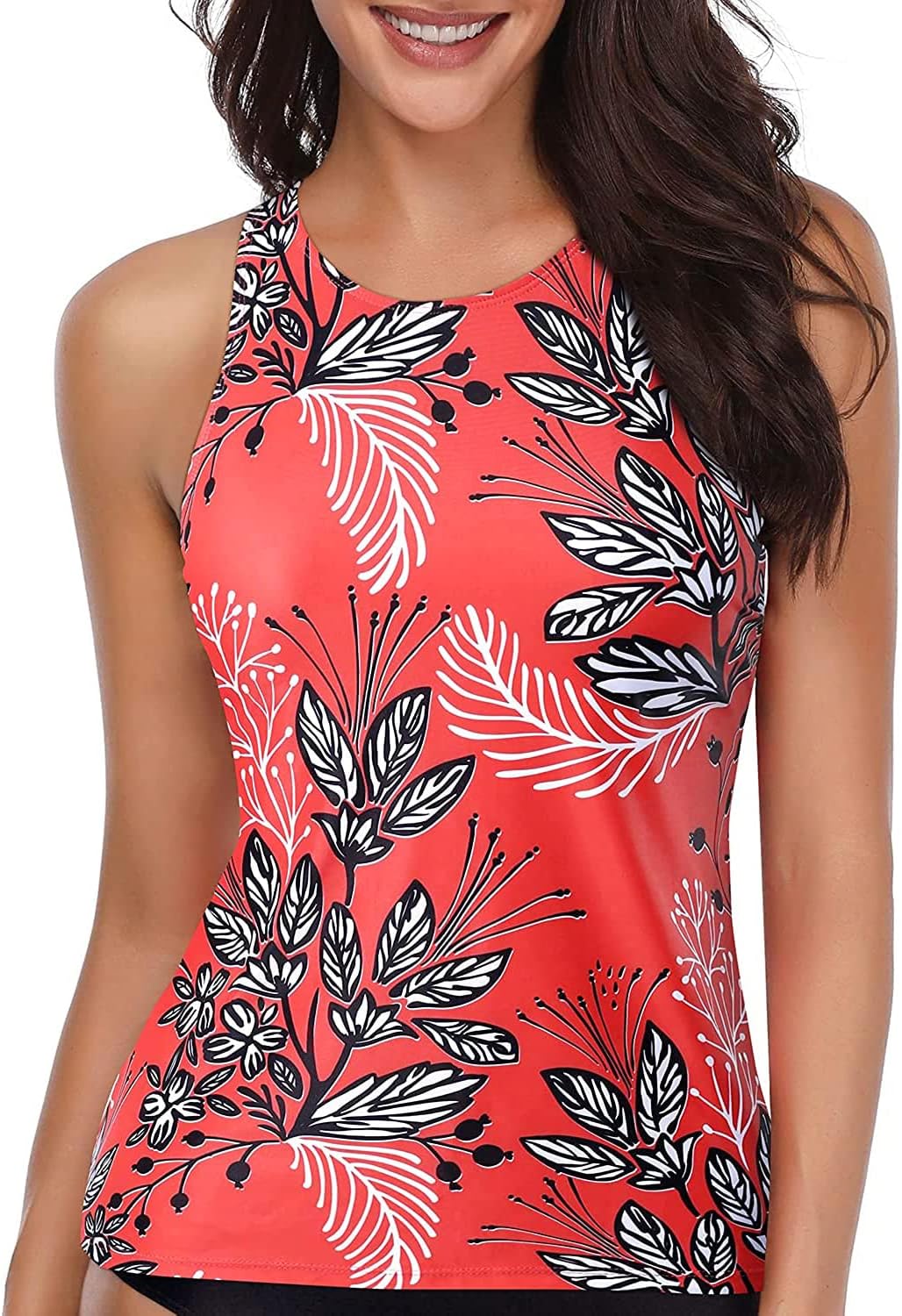 HolipickHigh Neck Tankini Top Bathing Suit Tops for Women Tummy Control Tank Tops Swimsuits
