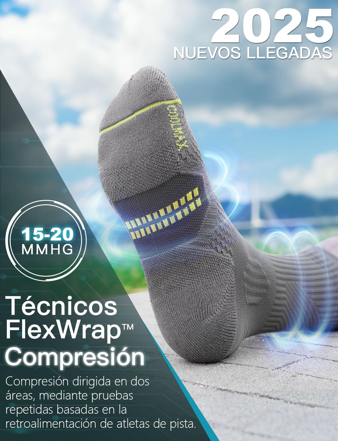 Juclise Calcetines de compresión de viscosa de bambú para correr, atletismo, senderismo, baloncesto, entrenamiento (FR/ES, Números, 42, 47, Regular, Regular, Gris Negro)