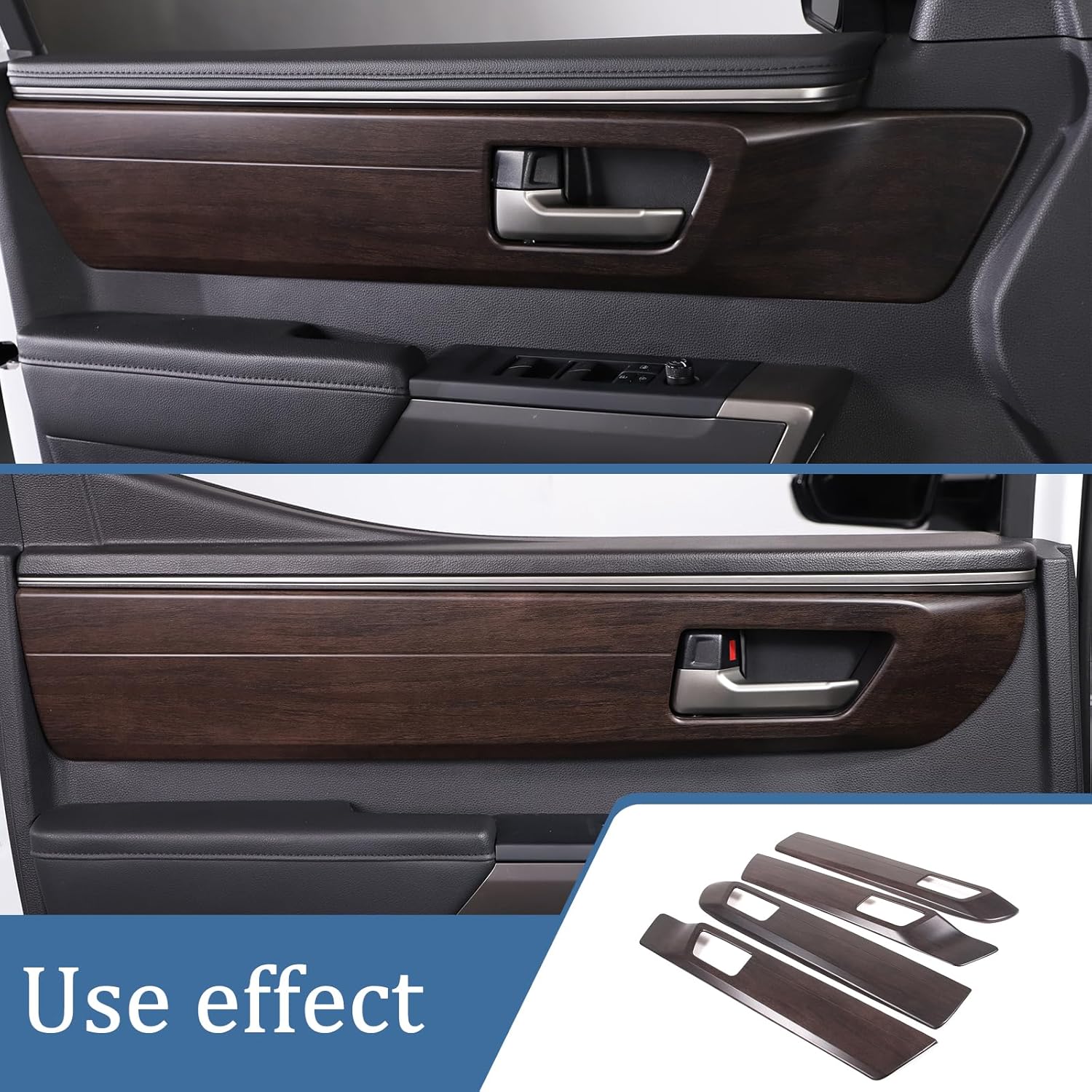 HAPPYHORSE Automotive Door Panel Decorative Cover Compatible with Tundra/Sequoia 2022 2023 Automotive Door Panel Protective Cover Decorative Frame Accessories (Oak Grain)