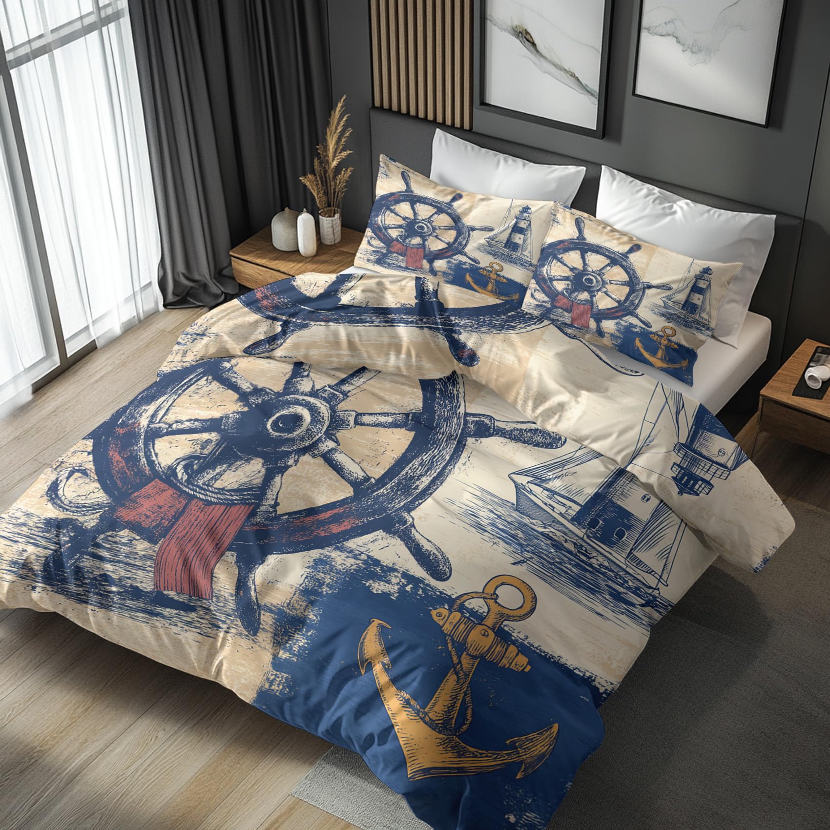 Housse de couette 200x200 marine avec fermeture éclair pour lit deux personnes