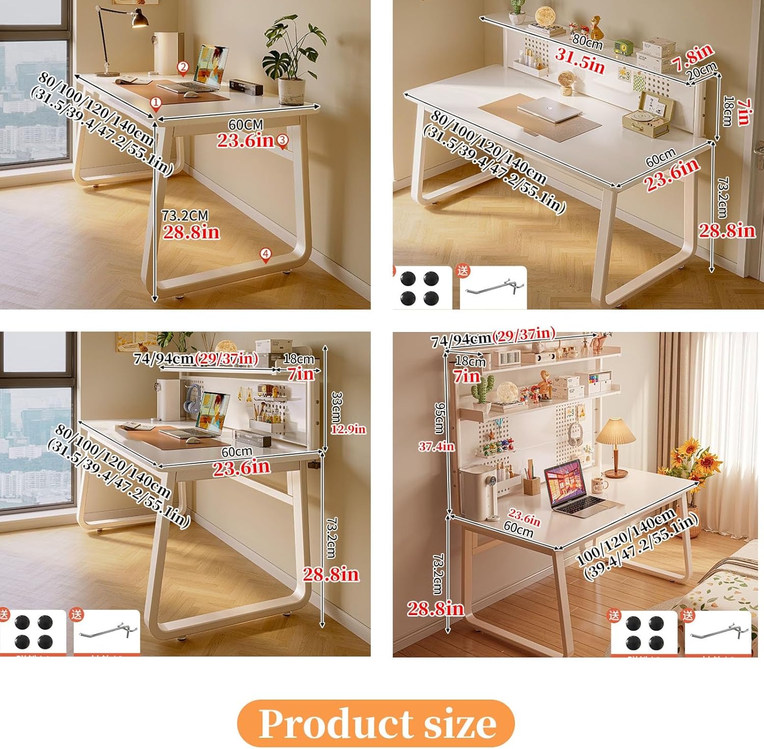 FORRTY Study Table Home Computer Desk Bedroom Writing Desk Bookshelf Integrated Desk Office Desk Stationery Storage Perforated Plate Design Double Storage Space(Single table,120cm(47.2in)) 8 81FsHC4v4ML. AC SL1500