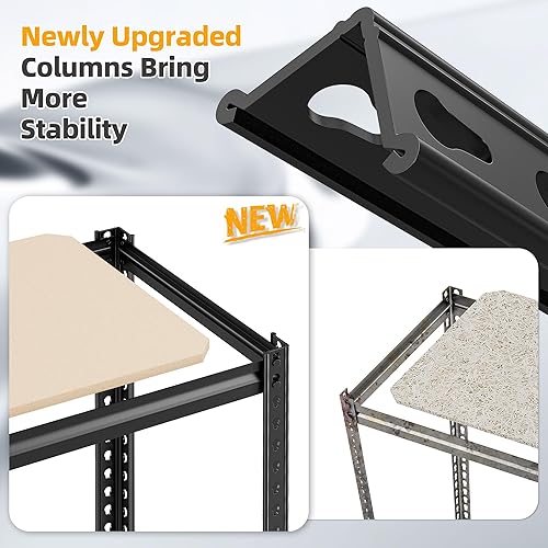 Miniatura 7 de REIBII Estantes de almacenamiento de 6 niveles para garaje, estanterías de metal resistentes, 2250 libras, estantes de metal ajustables para garaje,