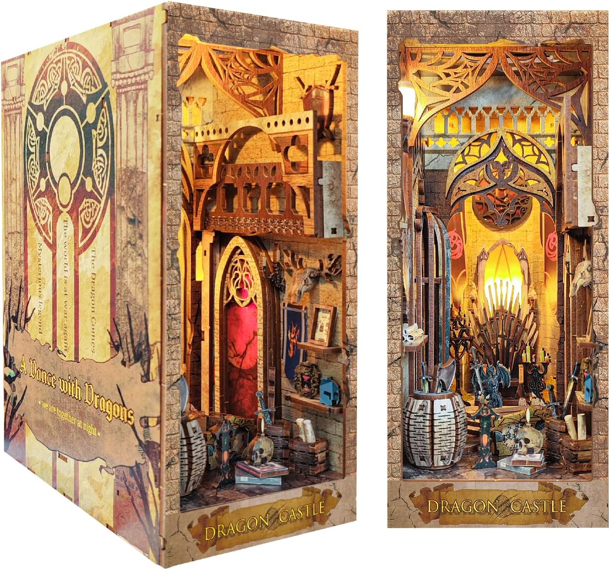 Book Nook, Dragon Booknook Kit Dollhouse 3D Wooden DIY Puzzle Bookhouse for Adults