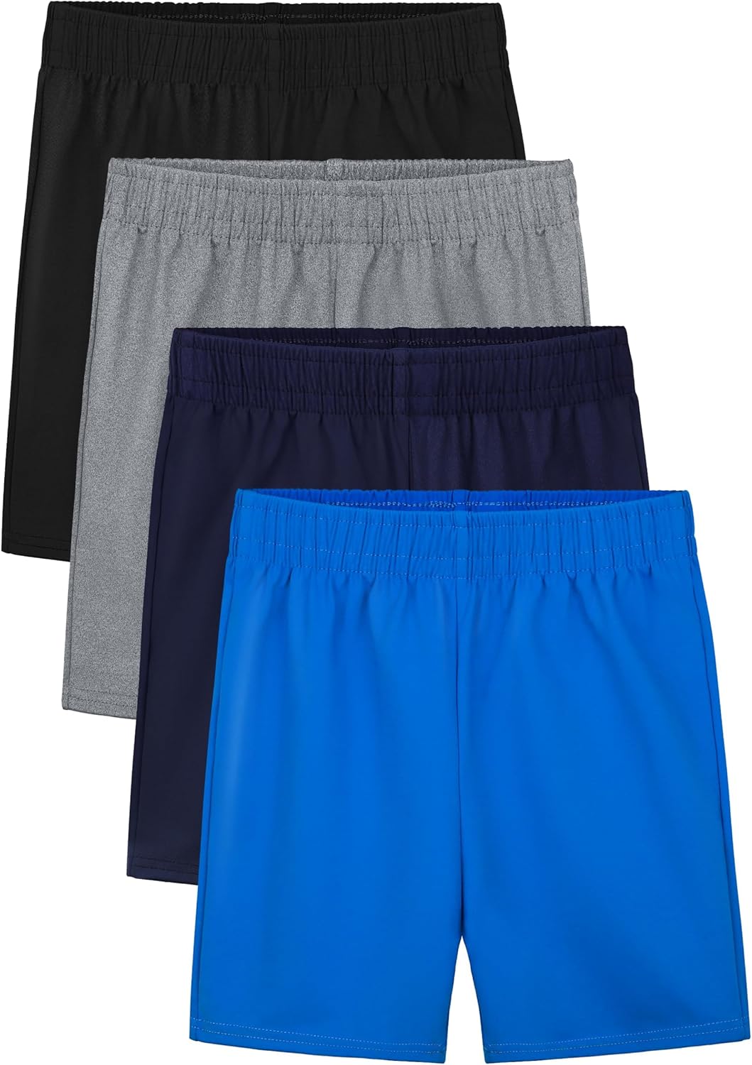 Resinta 4 Pack Toddler Boy Shorts Elastic Waist Boys Athletic Basketball Soccer Shorts Summer Pull-On Comfort for Playwear