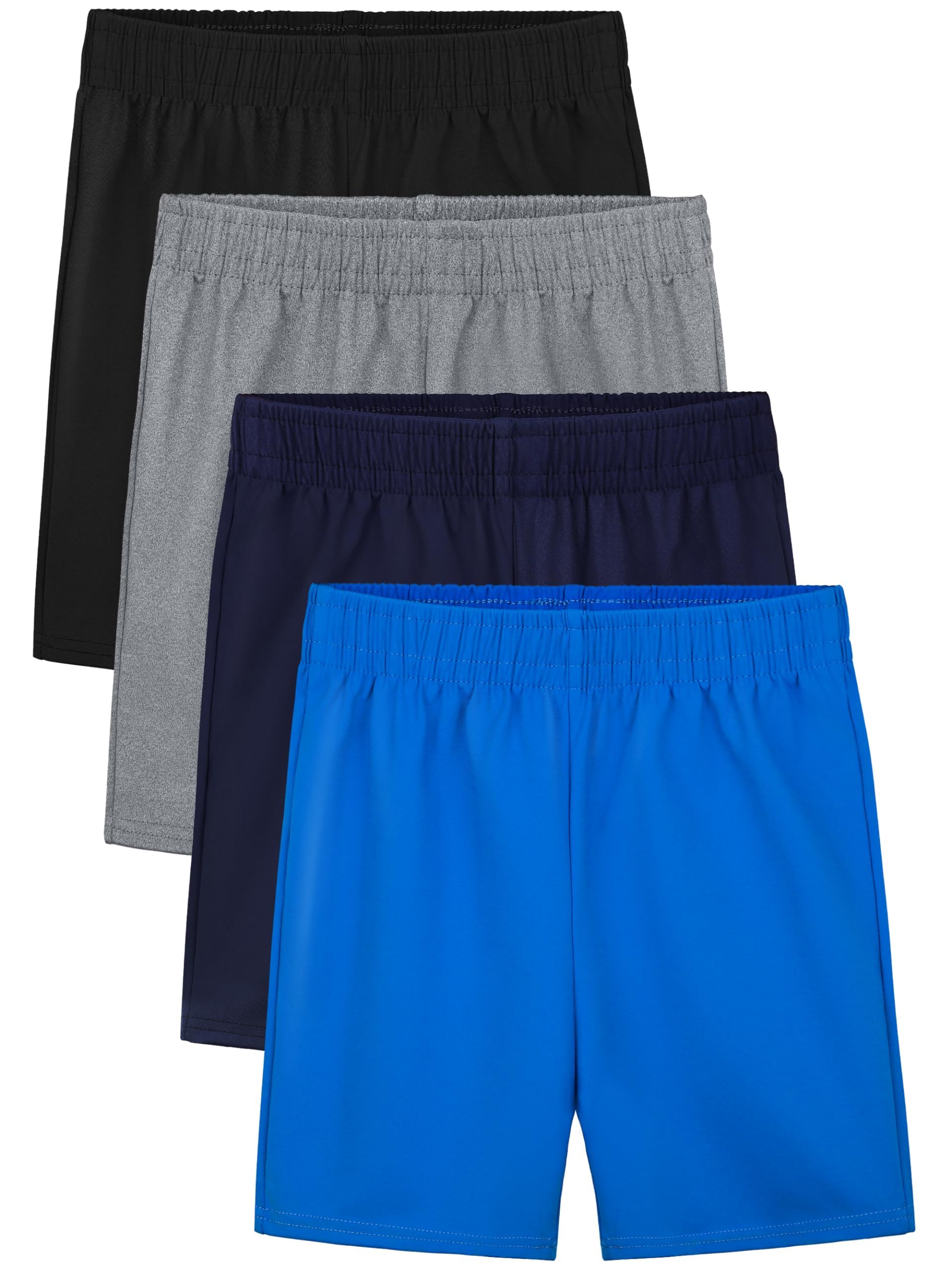 Resinta 4 Pack Toddler Boy Shorts Elastic Waist Boys Athletic Basketball Soccer Shorts Summer Pull-On Comfort for Playwear