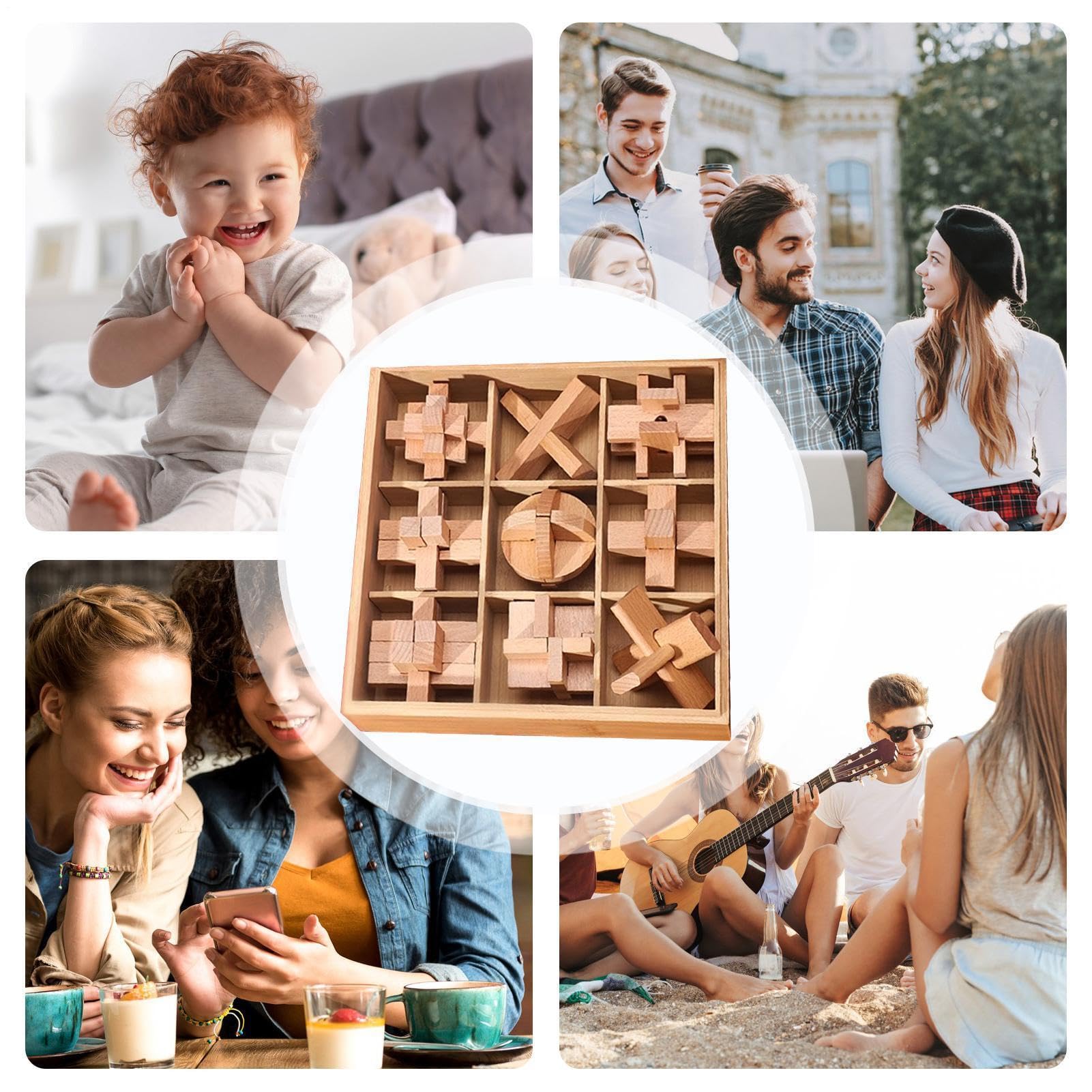 Drewniane Puzzle Odblokuj Blokowaną Układankę | Drewniane Puzzle Wycinane Dla Klasy, Prezentu Do Skarpety, Podróży, Szkoły, Dziewczynek, Chłopców, Urodzin, Wycieczki