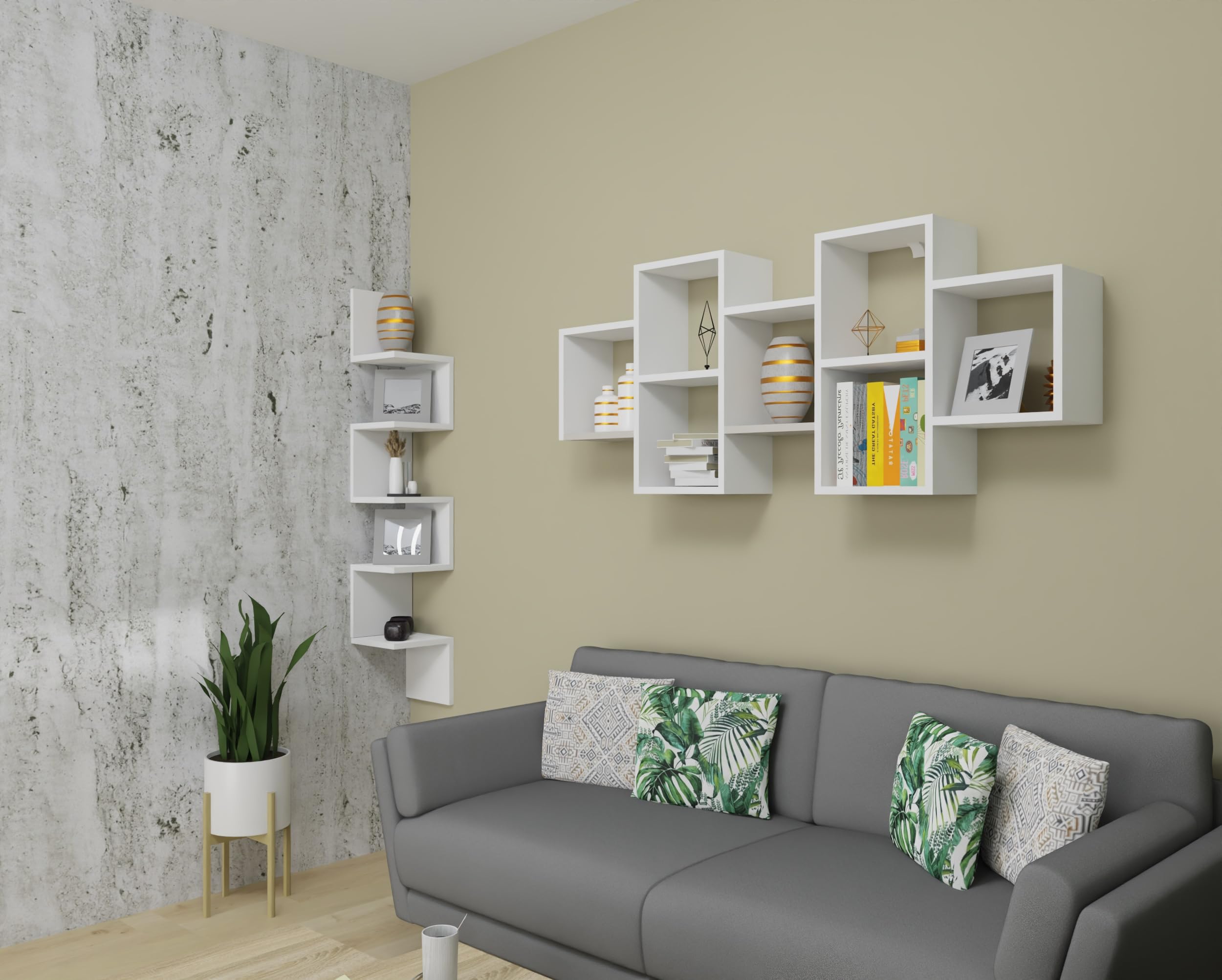MARAND Bücherregal Wand Hängend, Regale für Wände, Wand Regal für Kinderzimmer, Bücherregal Weiß