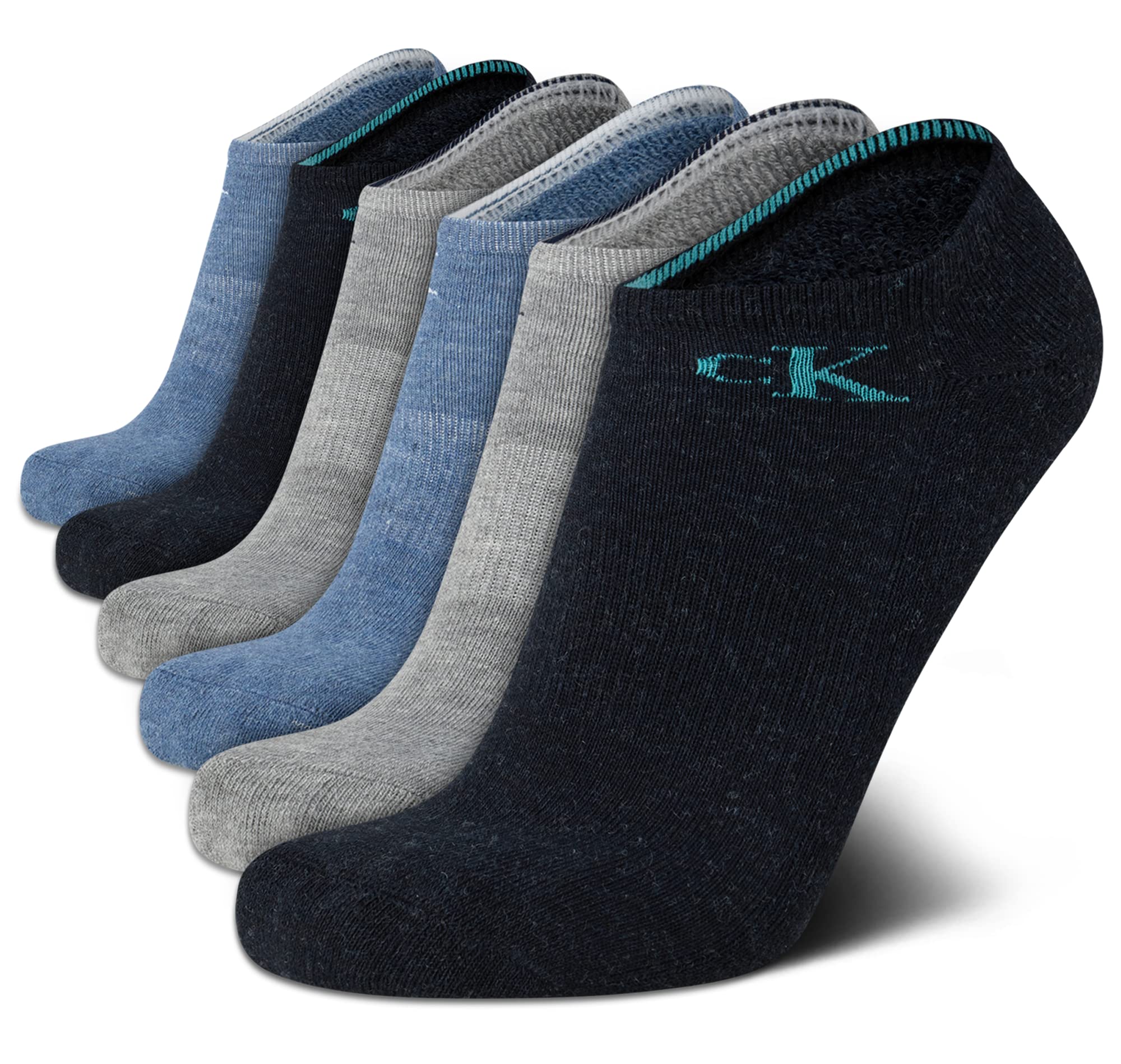 Calvin Klein Mens 6 Pack Soft Cushioned Athletic No Show Socks