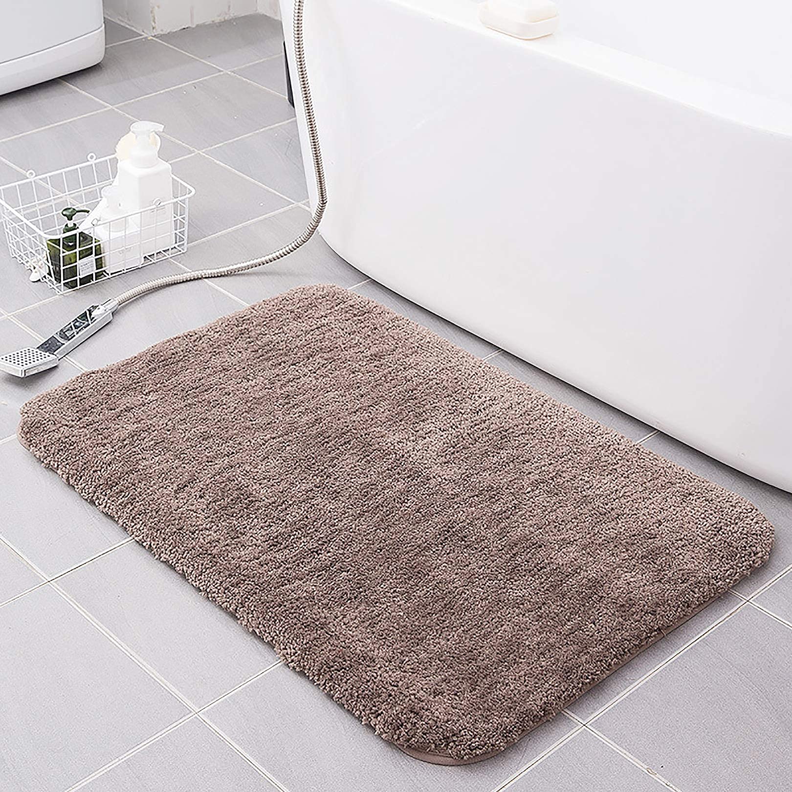 Tapis de salle de bain marron champagne 140x200 cm antidérapant