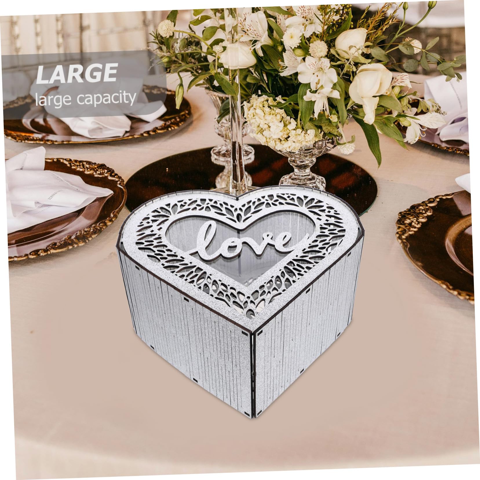 Ciieeo Scatola in Legno a Forma di per Matrimonio per Conservare Soldi e Biglietti, Decorazione Rustica per Ricevimenti e Feste
