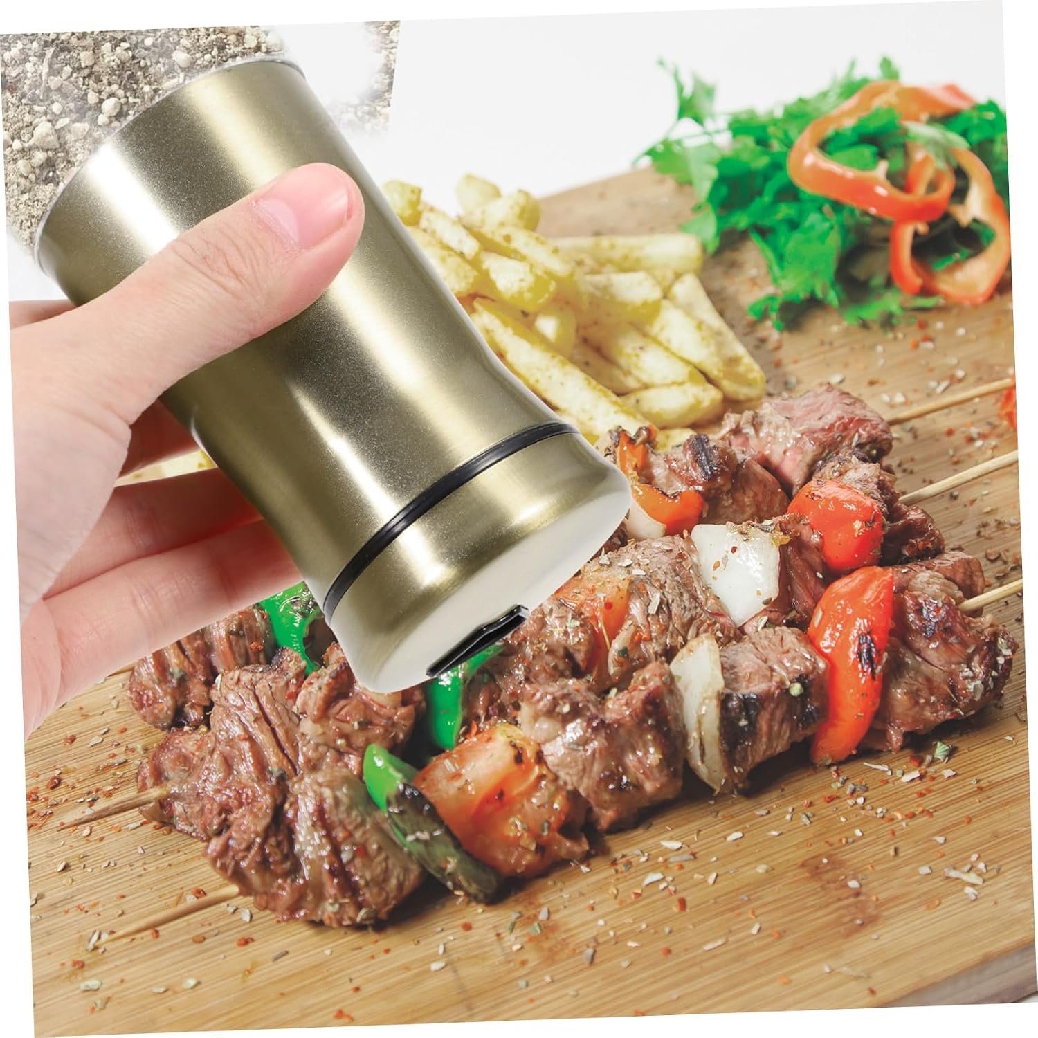 Stainless Steel and Glass Seasoning Container Set with Lids, Small Salt and Pepper Shakers for Kitchen and Dining, Reusable Household Spice Bottles for Cooking and Table Use