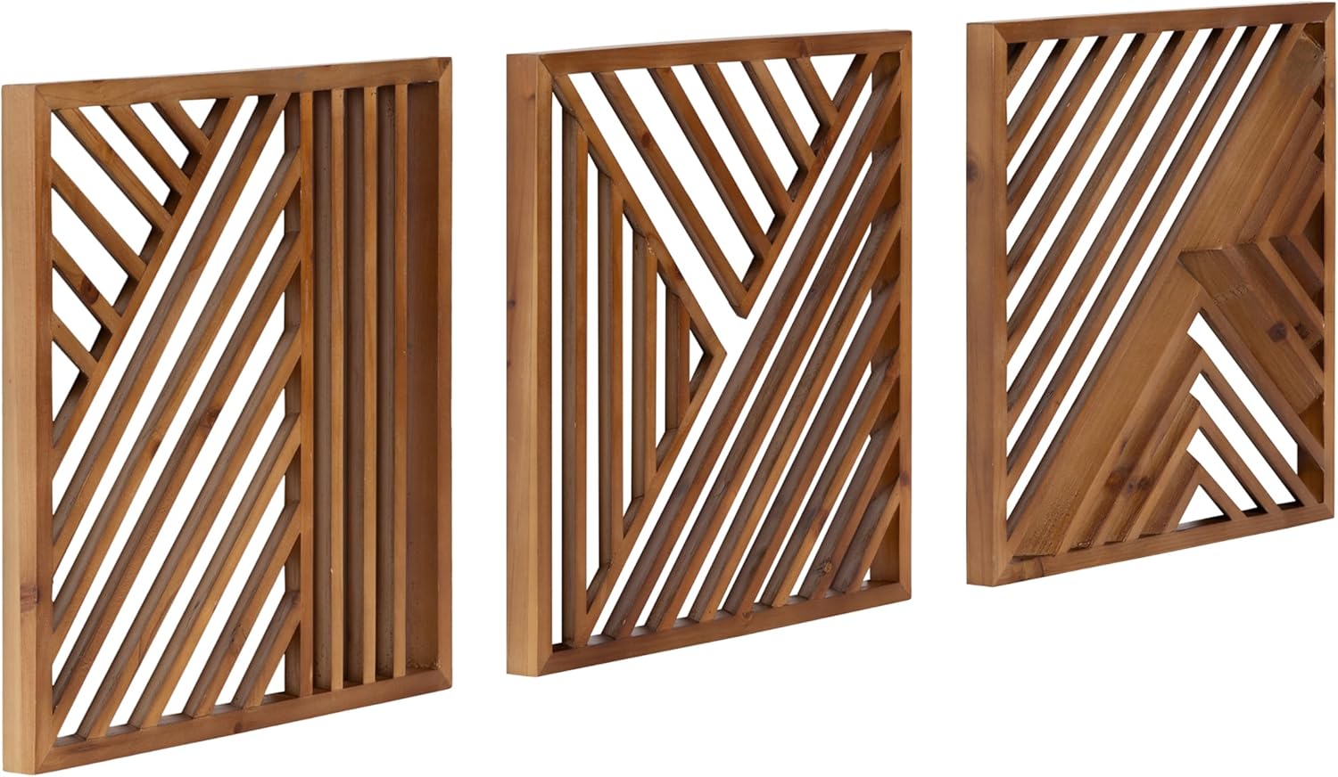 Kate and Laurel Barreda Modern Decorative Wood Wall Plaque Set, 12 x 12, Set of 3, Natural Wood, Geometric Square Wooden Art for Use as Entryway Wall Decor or Bedroom Art for Above Bed