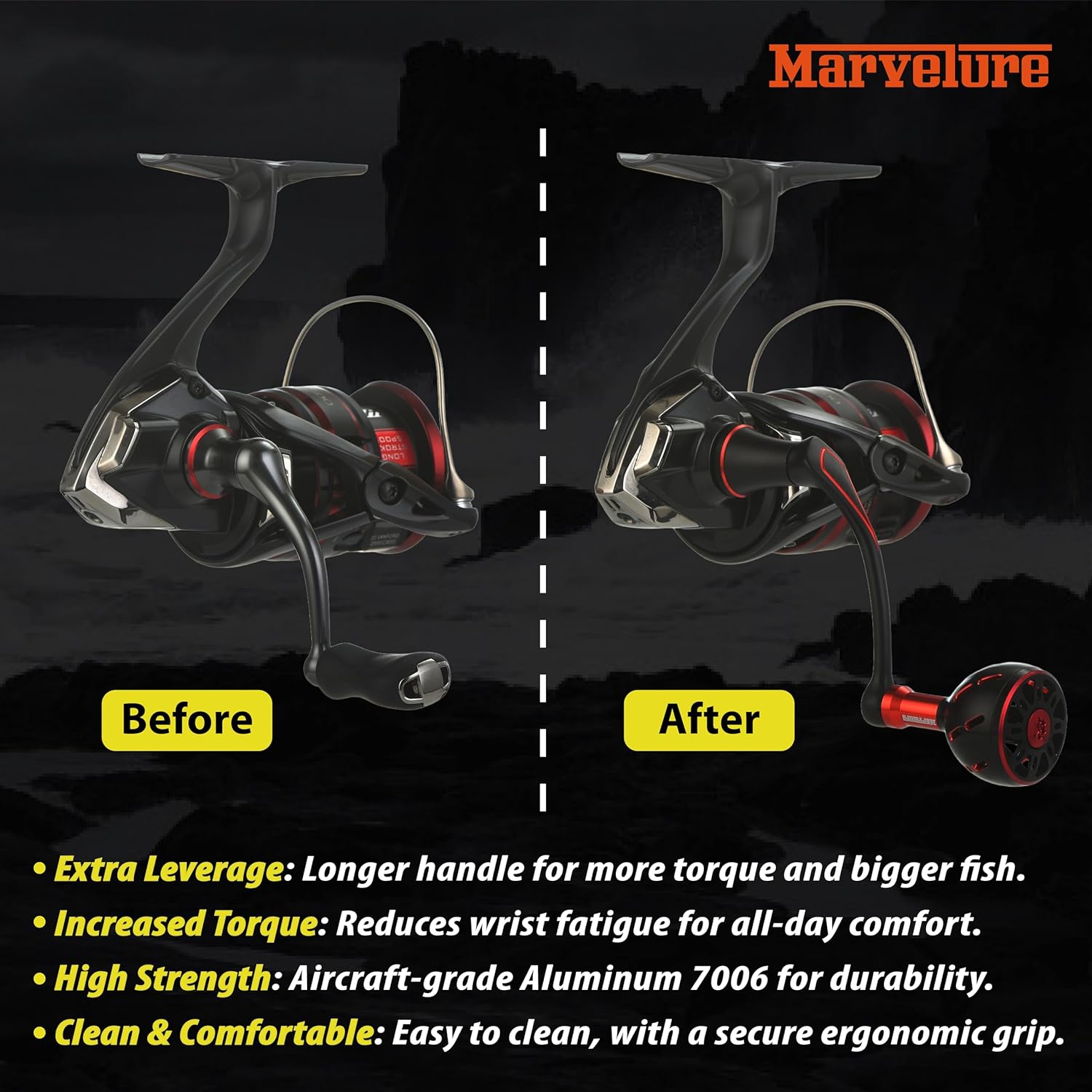 Power Handle Compatible for Shimano Stradic FL FM, Stella, Vanford, Vanquish, Twin Power, Ultegra, Sustain, Nasci FC FD 1000-5000 Spinning Reels (Not for Lock Type)