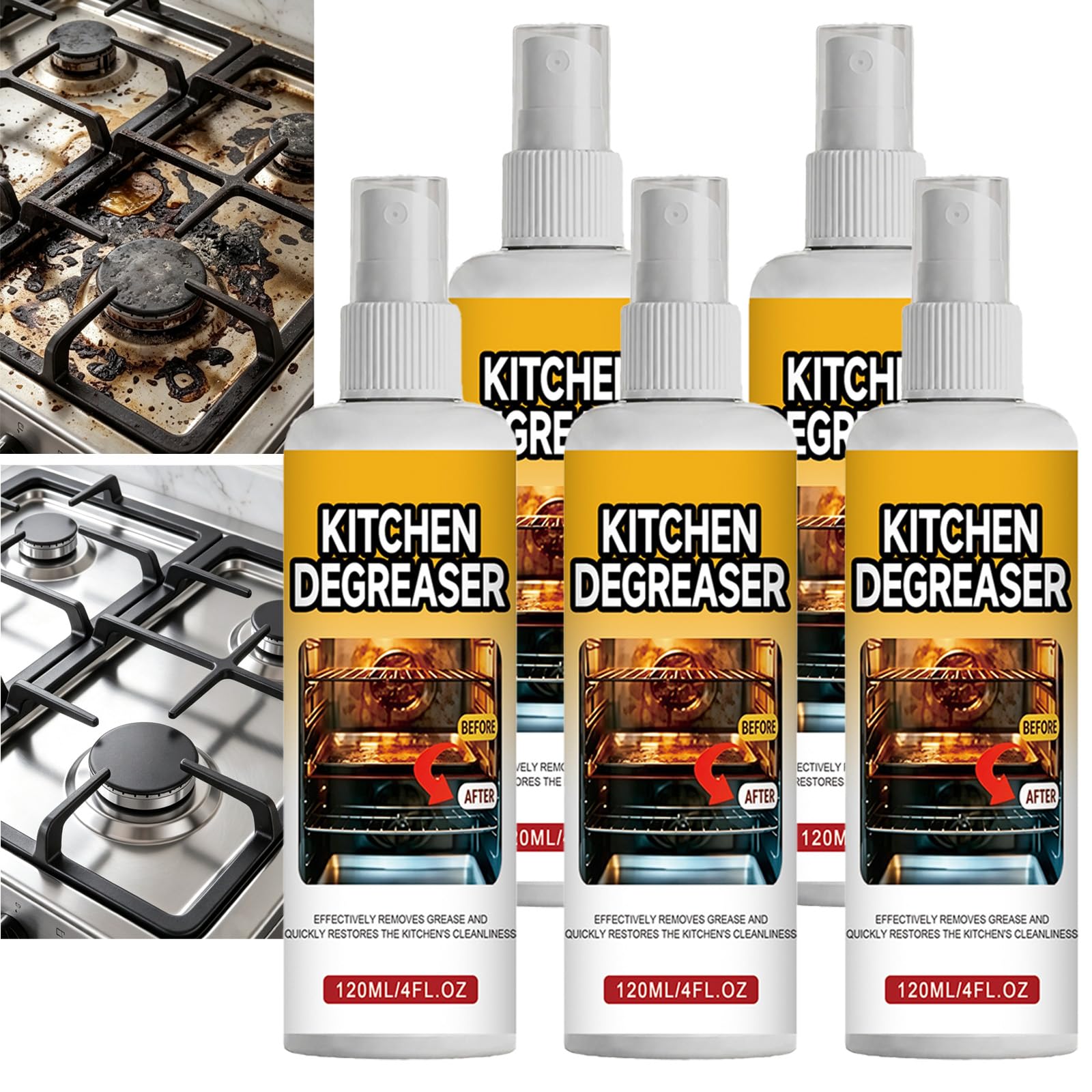 Küchenentfetter Heavy Duty Spray, Multi-Surface-Fettentferner, Mehrzweck-Küchengeräte-Schaumreiniger, Haushaltsgeräte-Reinigungsspray, schnell wirkender Grillreiniger. (5pcs)