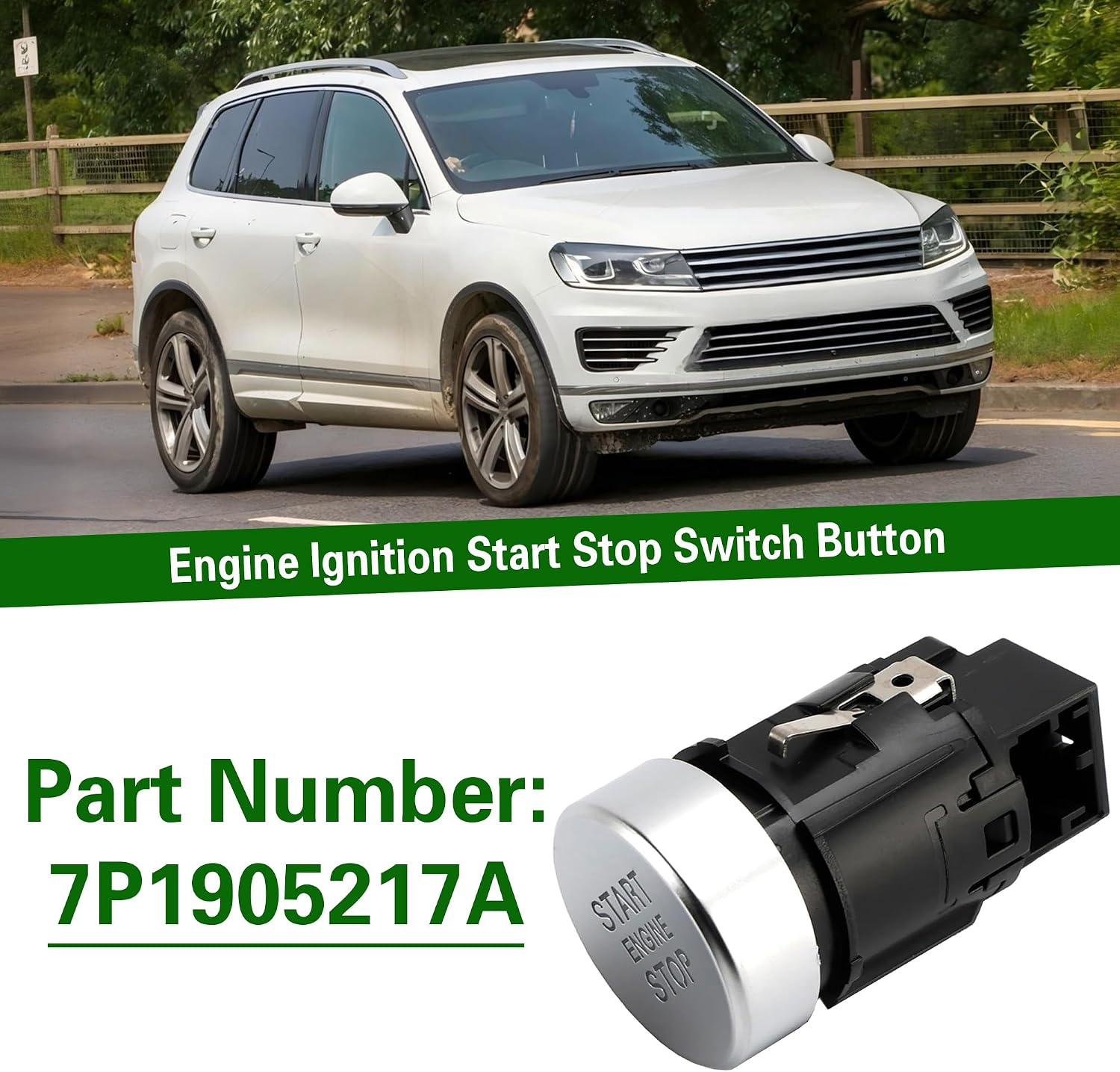 Engine Ignition Start Stop Switch Button Cap for Volkswagen Touareg 2011-2014 Replace 7P1905217A 1Pcs Black