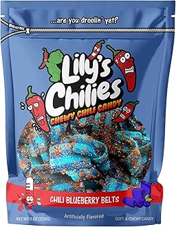 Lilys Chilies, Sour and Chili Chewy Candy (Chili Blueberry Belts)