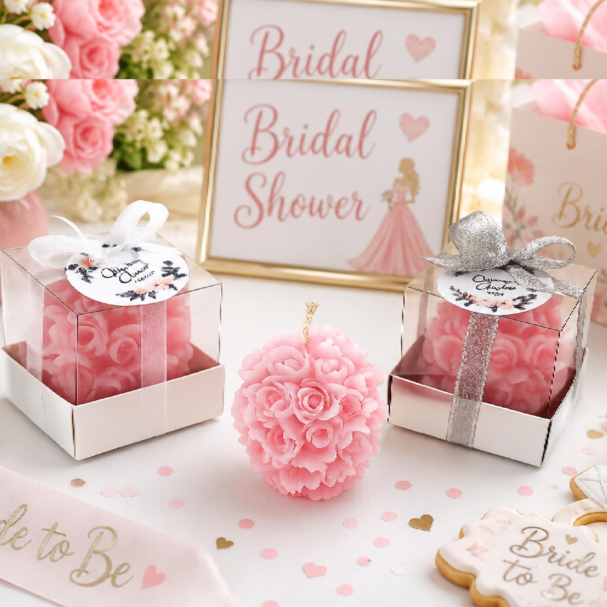 cadeau mariage invité bougie personnalisée, Rose 50 Pièces parfumées bougie remerciement Idée petit cadeau pour merci baptêmes our mariage, cadeaux de fête, fiançailles