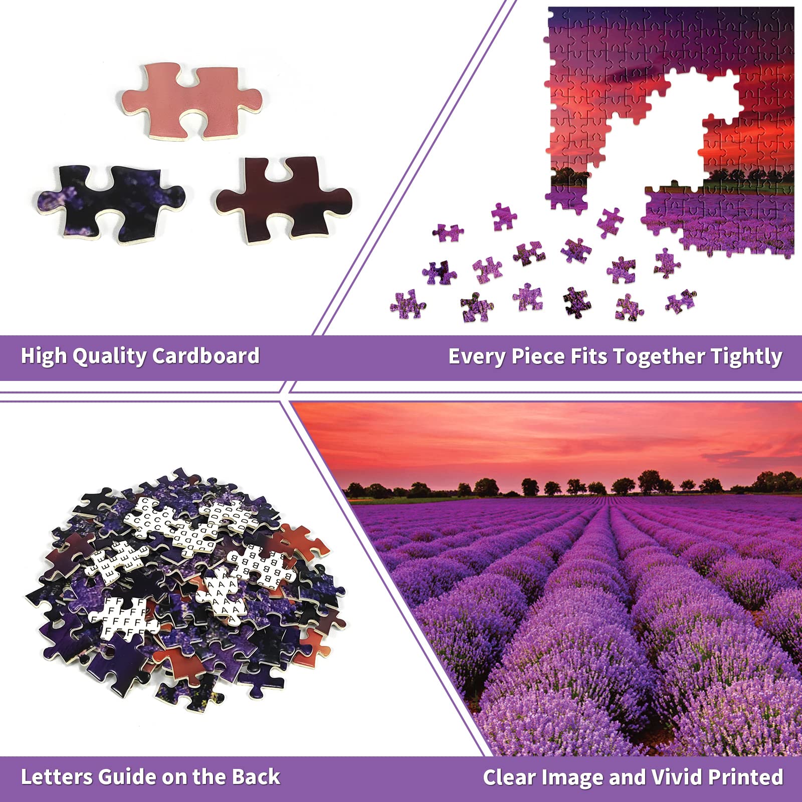 Jigsaw Puzzles Provence Lavender Field 1000 Piece Puzzle Lavender Flowers France Landscape View for Adults Teens - Image 4