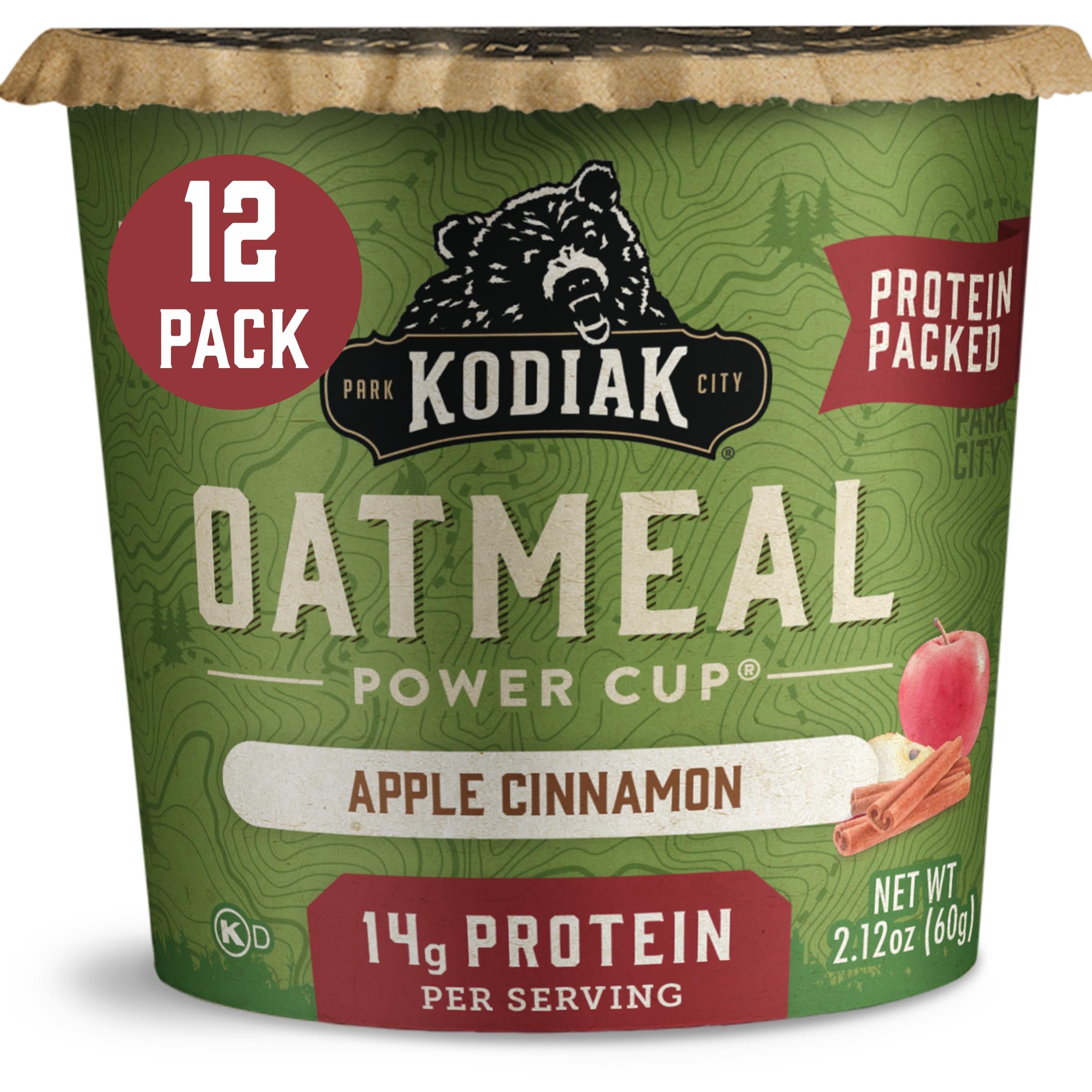 Sponsored Ad - Kodiak Cakes Instant Protein Apple Cinnamon Oatmeal in a Cup, 2.12oz (Pack of 12)