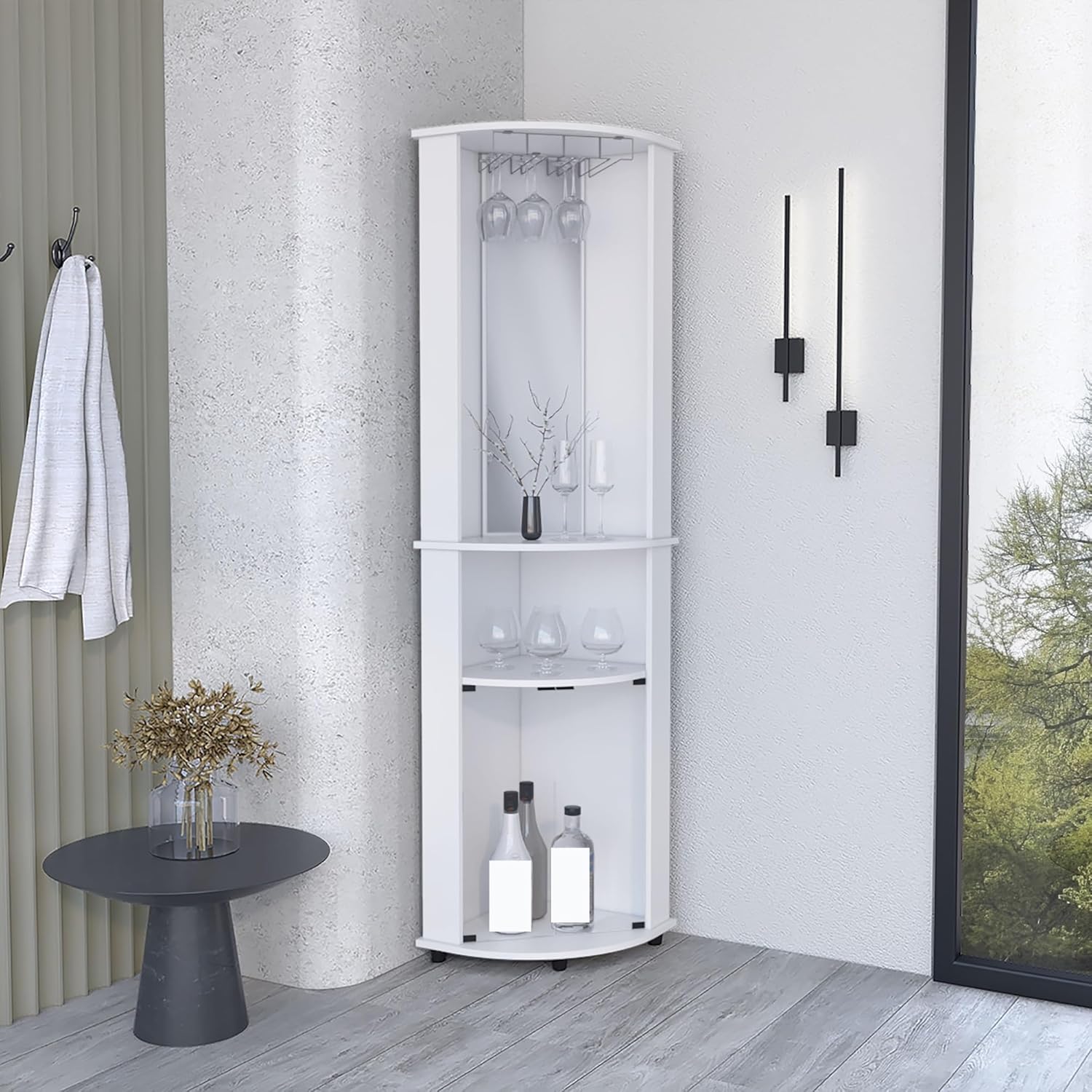 Corner Cabinet with Wine Rack & Storage, Stylish Pantry Sideboard for Kitchen & Hallway, Space-Saving Furniture, Modern Design, Multi-Functional Cabinet