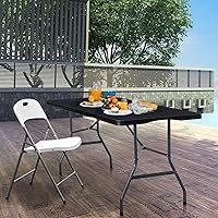 Vista 16 de Mesa plegable portátil de plástico resistente de 6 pies, plegable por la mitad, mesa plegable de plástico para interiores y exteriores, para Blanco