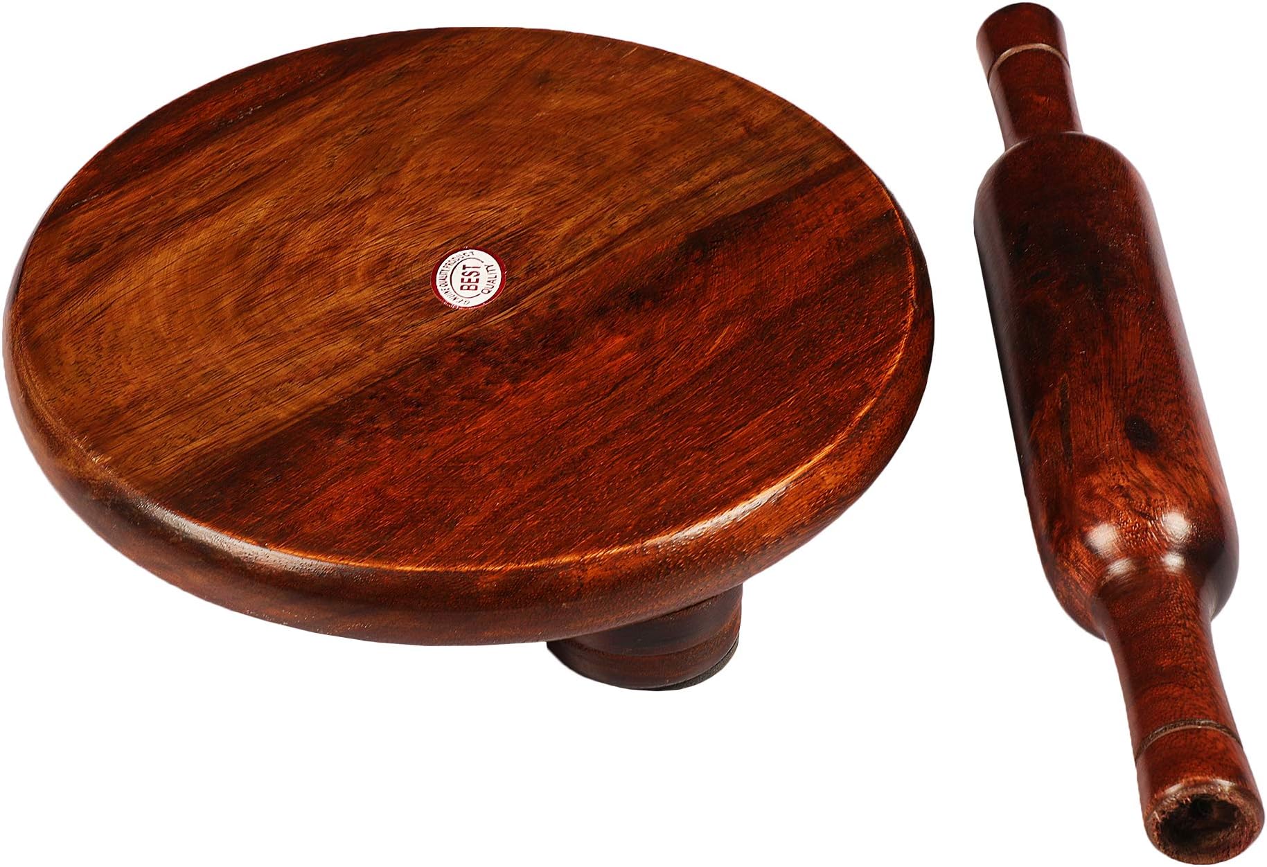 Karigar Creations Sheesham Chakla Belan 10inch Diameter Belan 12 inch Set Roti Maker for Home & Kitchen Brown