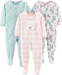 Simple Joys by Carter's Baby and Toddler Girls' 3-Pack Loose Fit Fleece Footed Pajamas